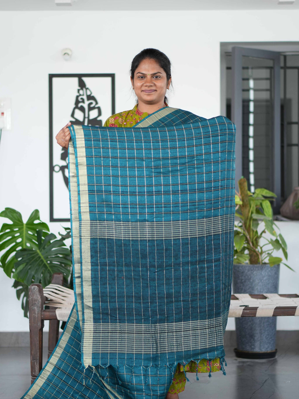 Tussar Chex Sarees Grand Texture / SKU195 – 6