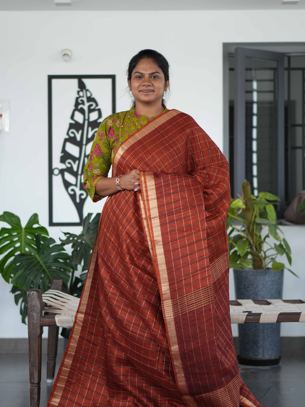 Tussar Chex Sarees Timeless Charm / SKU195 – 7