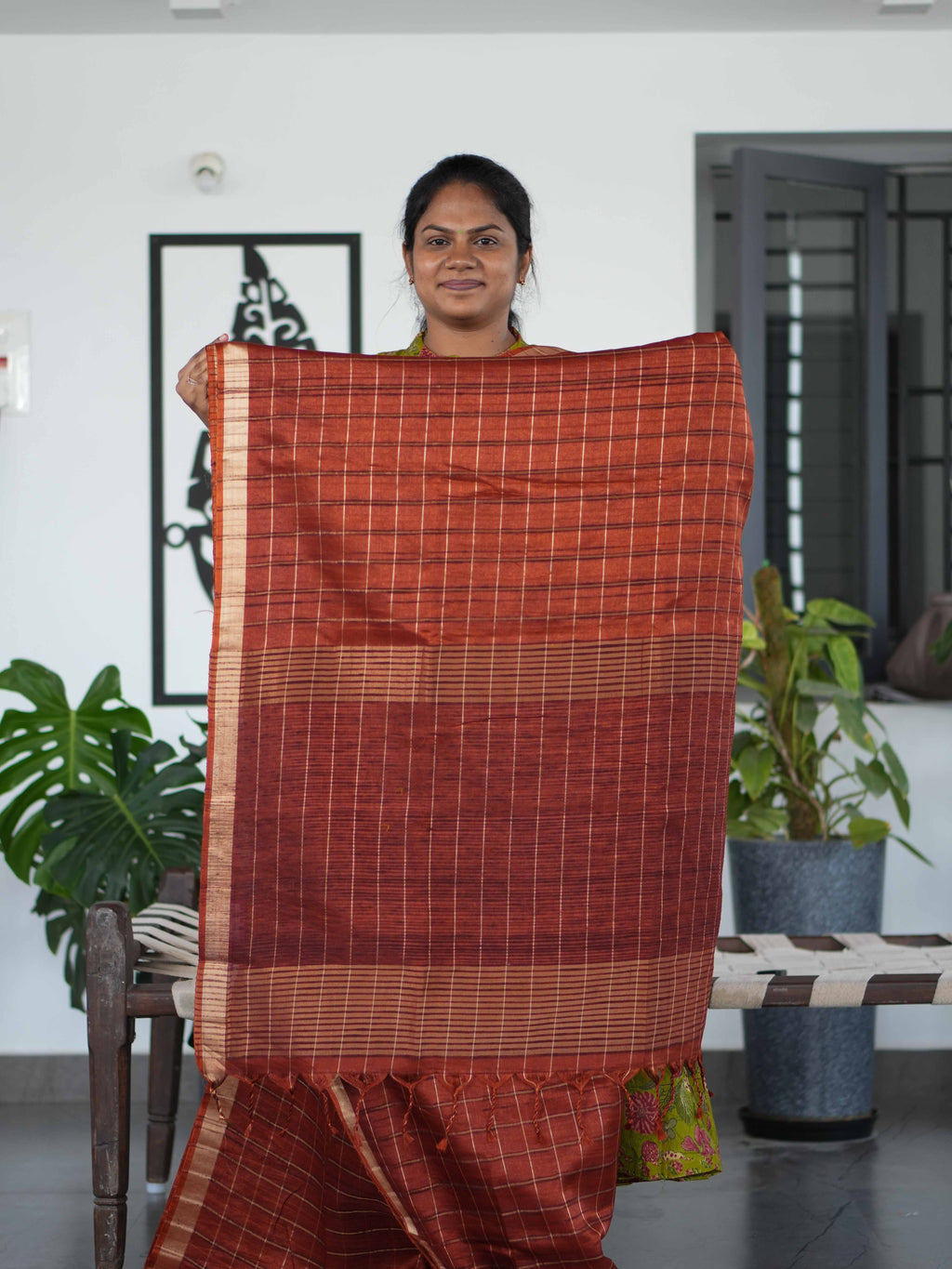 Tussar Chex Sarees Timeless Charm / SKU195 – 7
