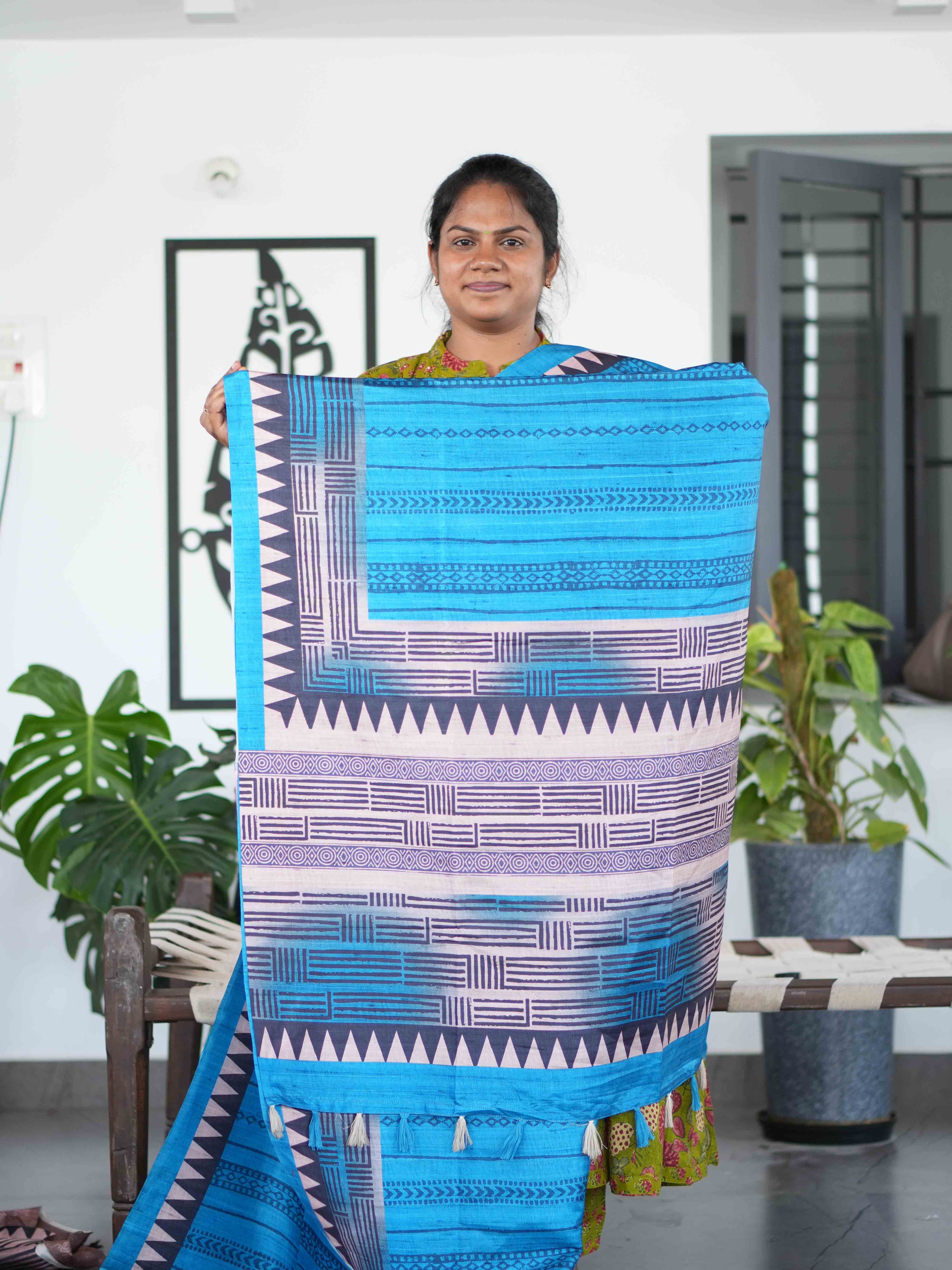 Printed Tussar Sarees Floral Essence / SKU217 – 3