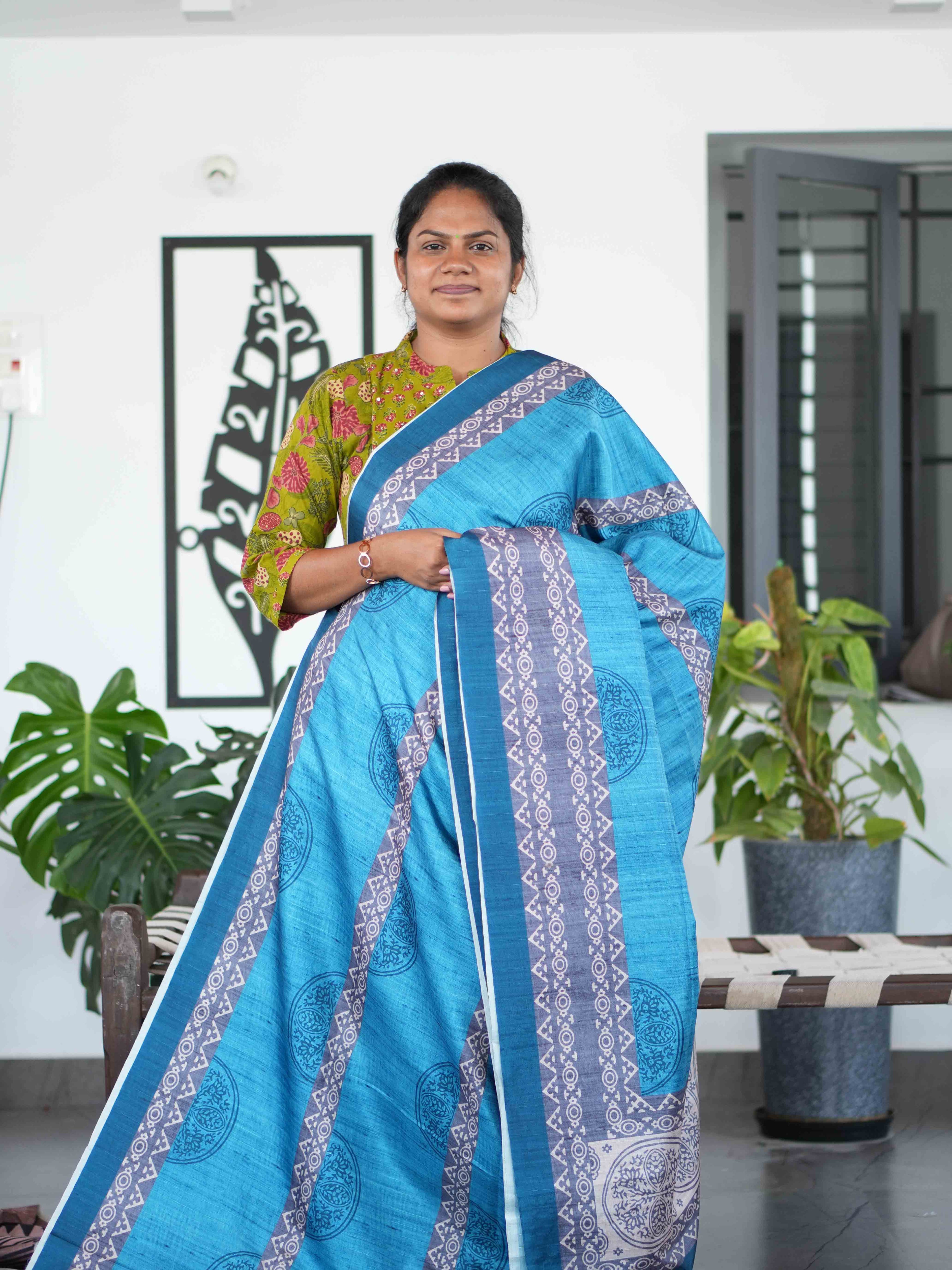 Printed Tussar Sarees Timeless Patterns / SKU217 – 7