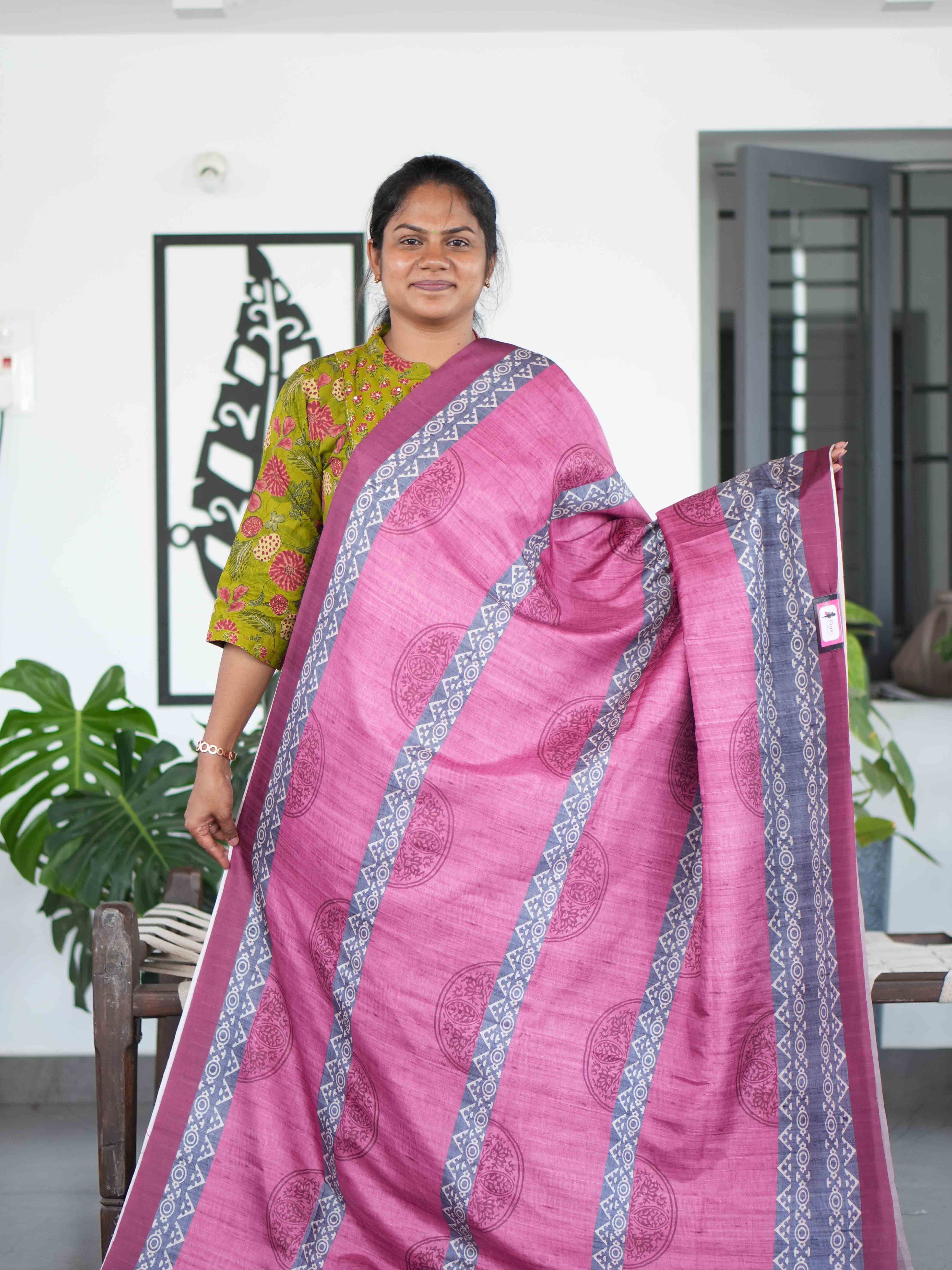 Printed Tussar Sarees Vibrant Harmony / SKU217 – 10
