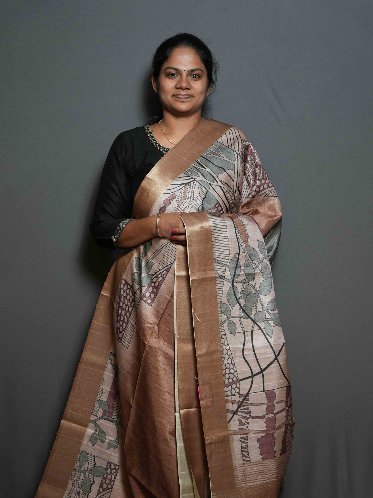 Printed Dobby Tussar Sarees / SKU302 – 1