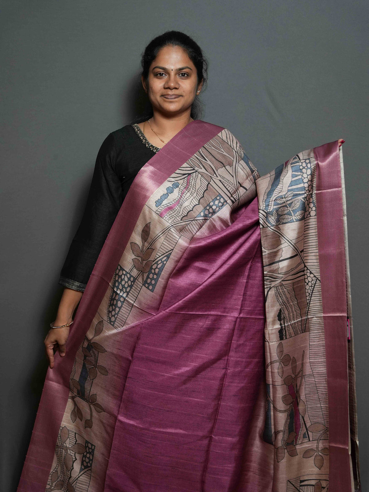 Printed Dobby Tussar Sarees / SKU302 – 3