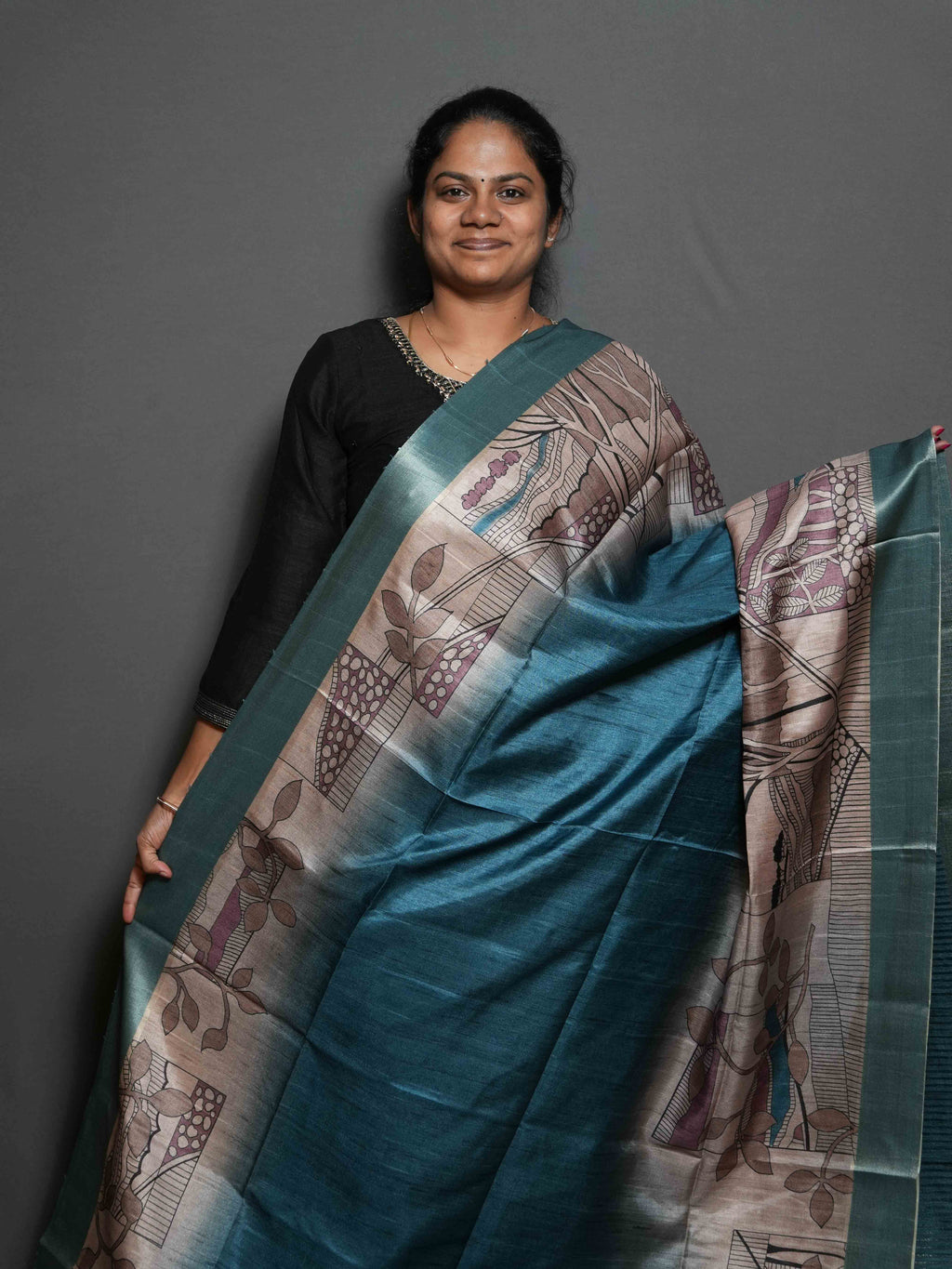 Printed Dobby Tussar Sarees / SKU302 – 4