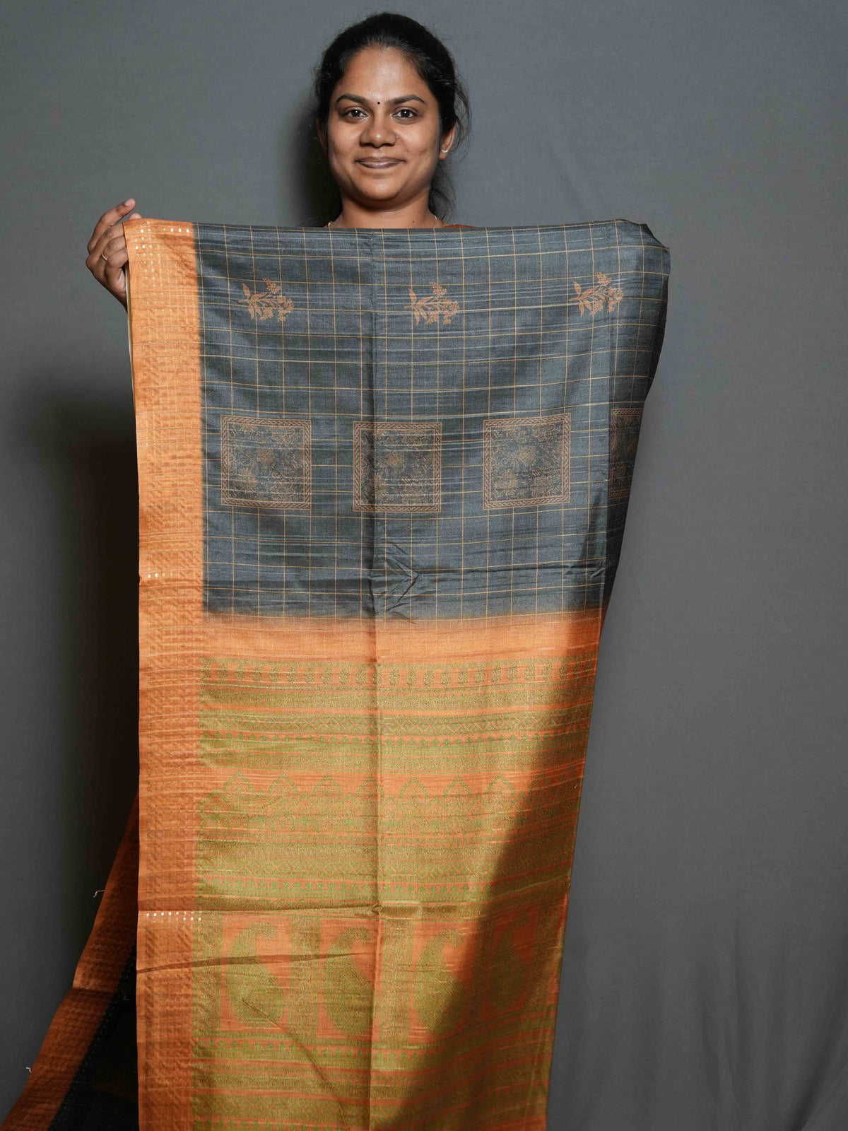 Heritage Checks Tussar Sarees Graceful Checks / SKU308 – 2