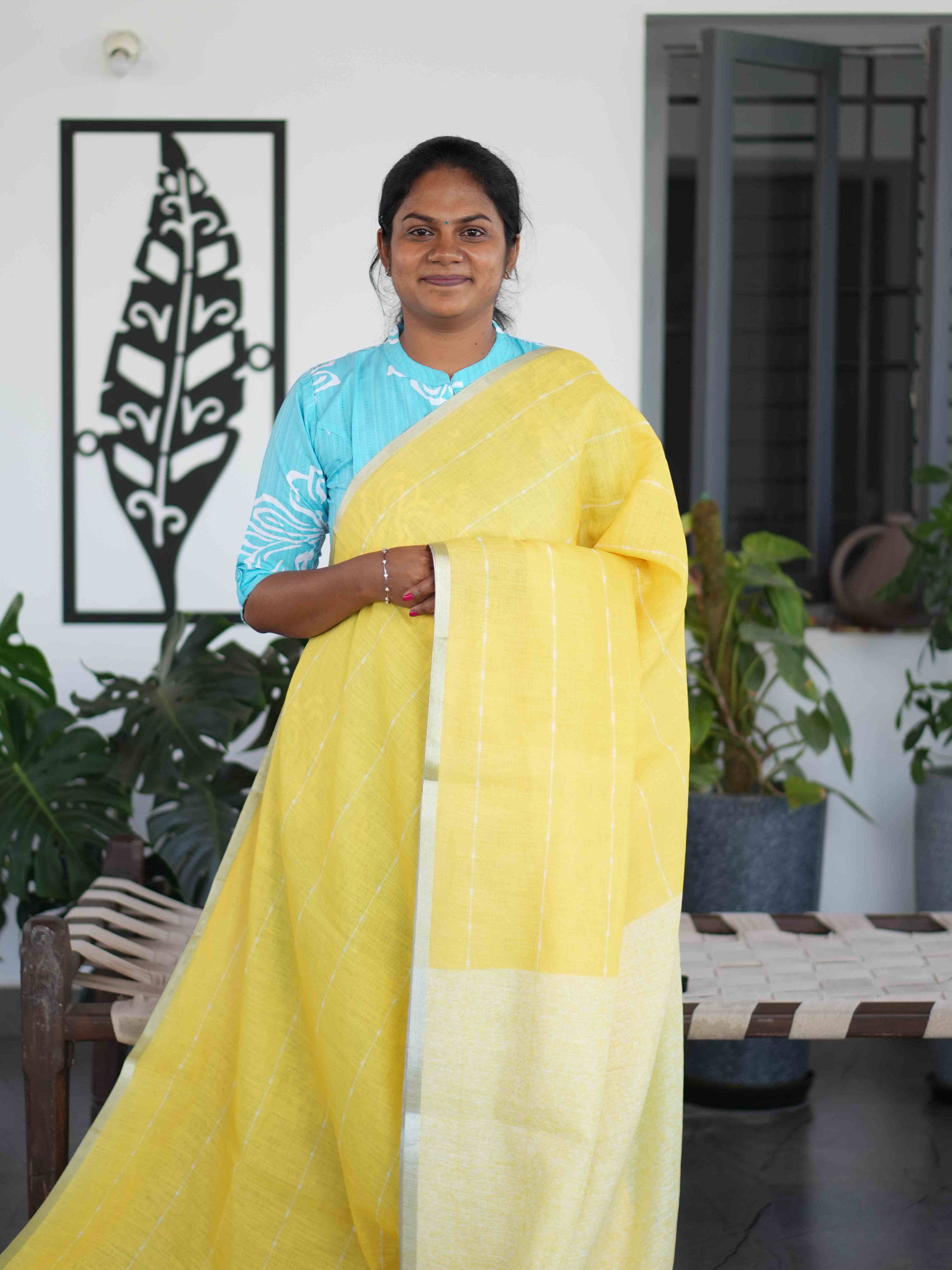 Linen Cotton Sarees Natural Grace / SKU202 – 13