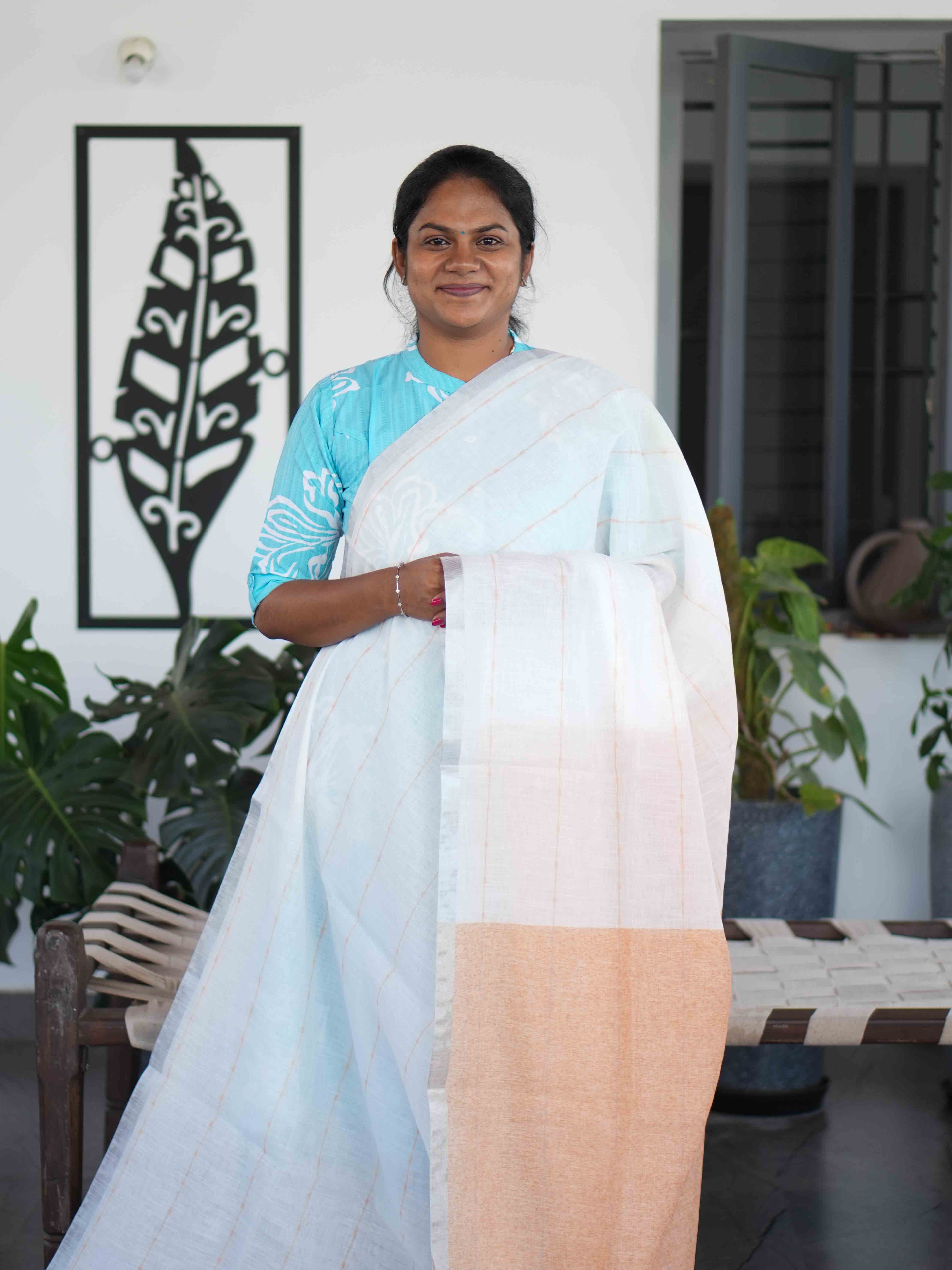 Linen Cotton Sarees Refined Charm / SKU202 – 15