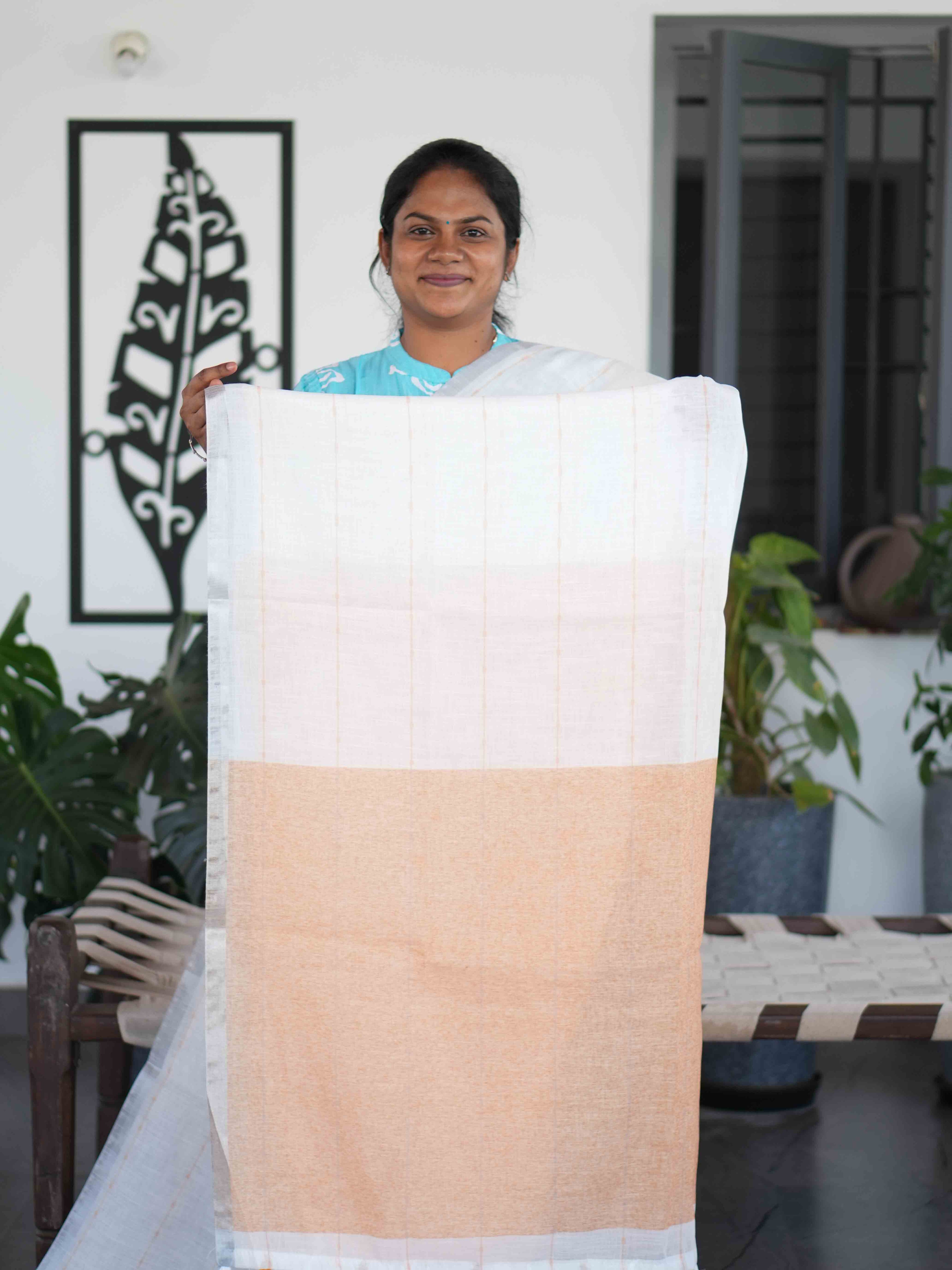 Linen Cotton Sarees Refined Charm / SKU202 – 15