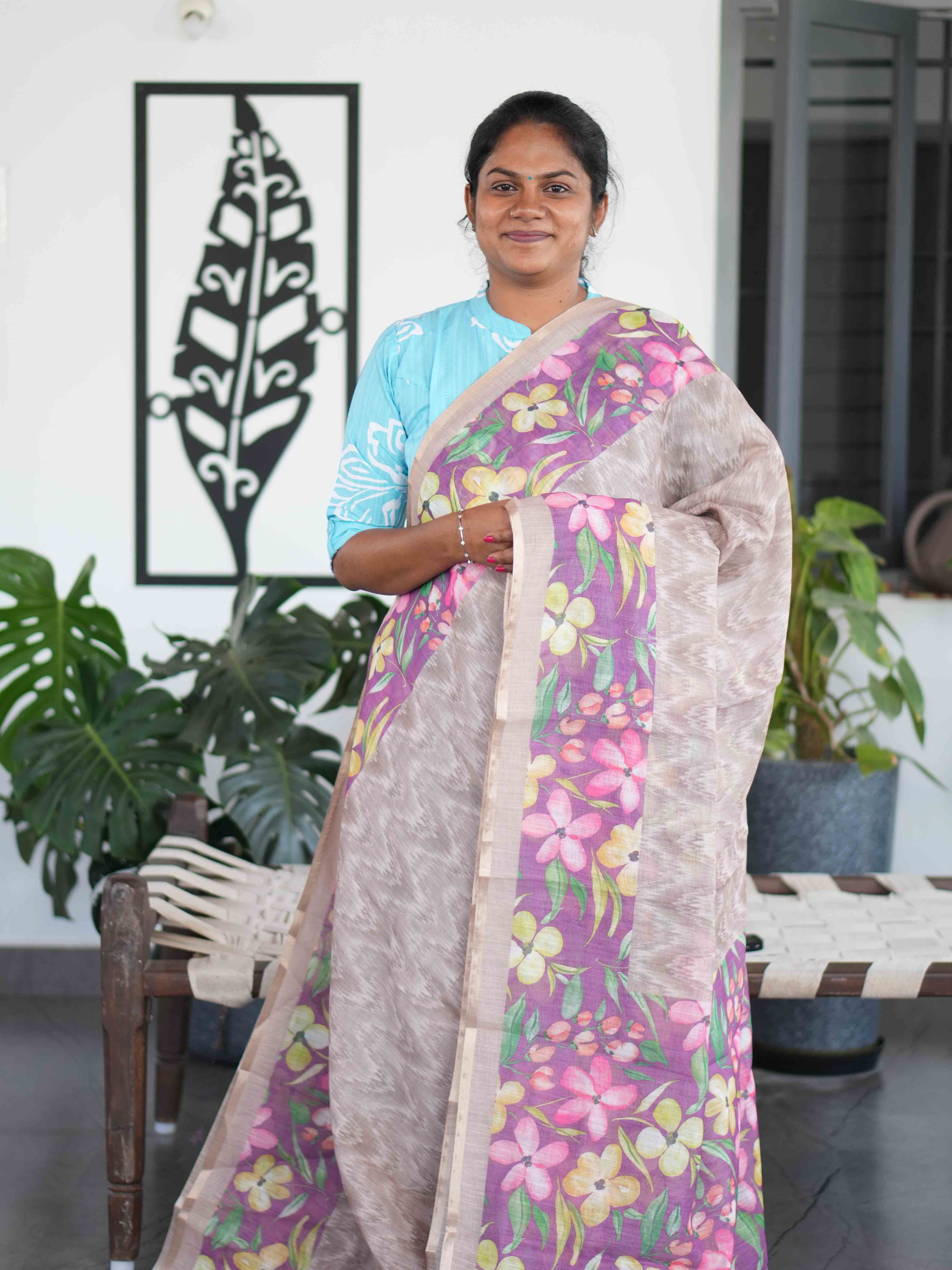 Linen Cotton Sarees Soft Comfort / SKU205 – 1