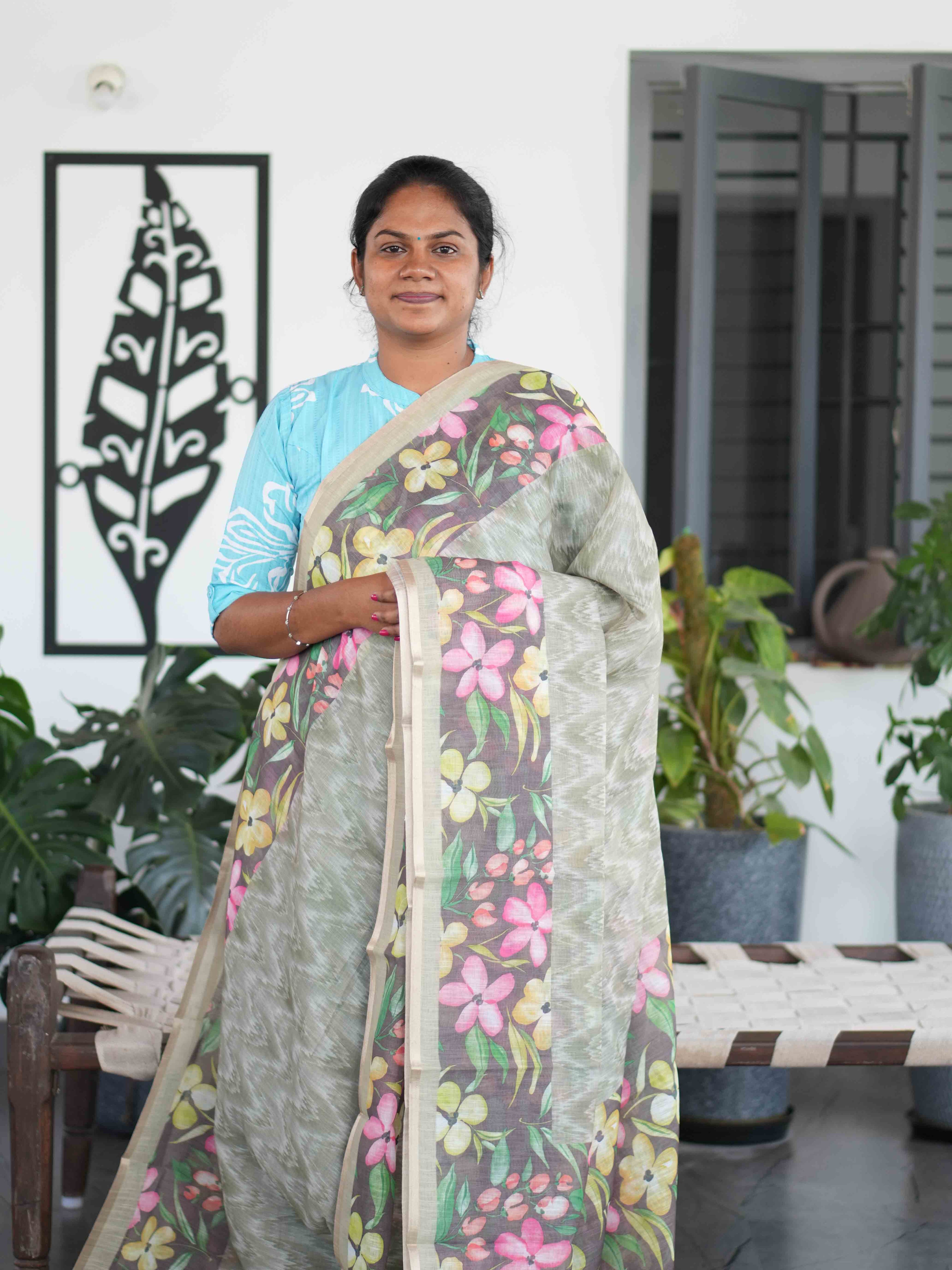 Linen Cotton Sarees Natural Elegance / SKU205 – 6