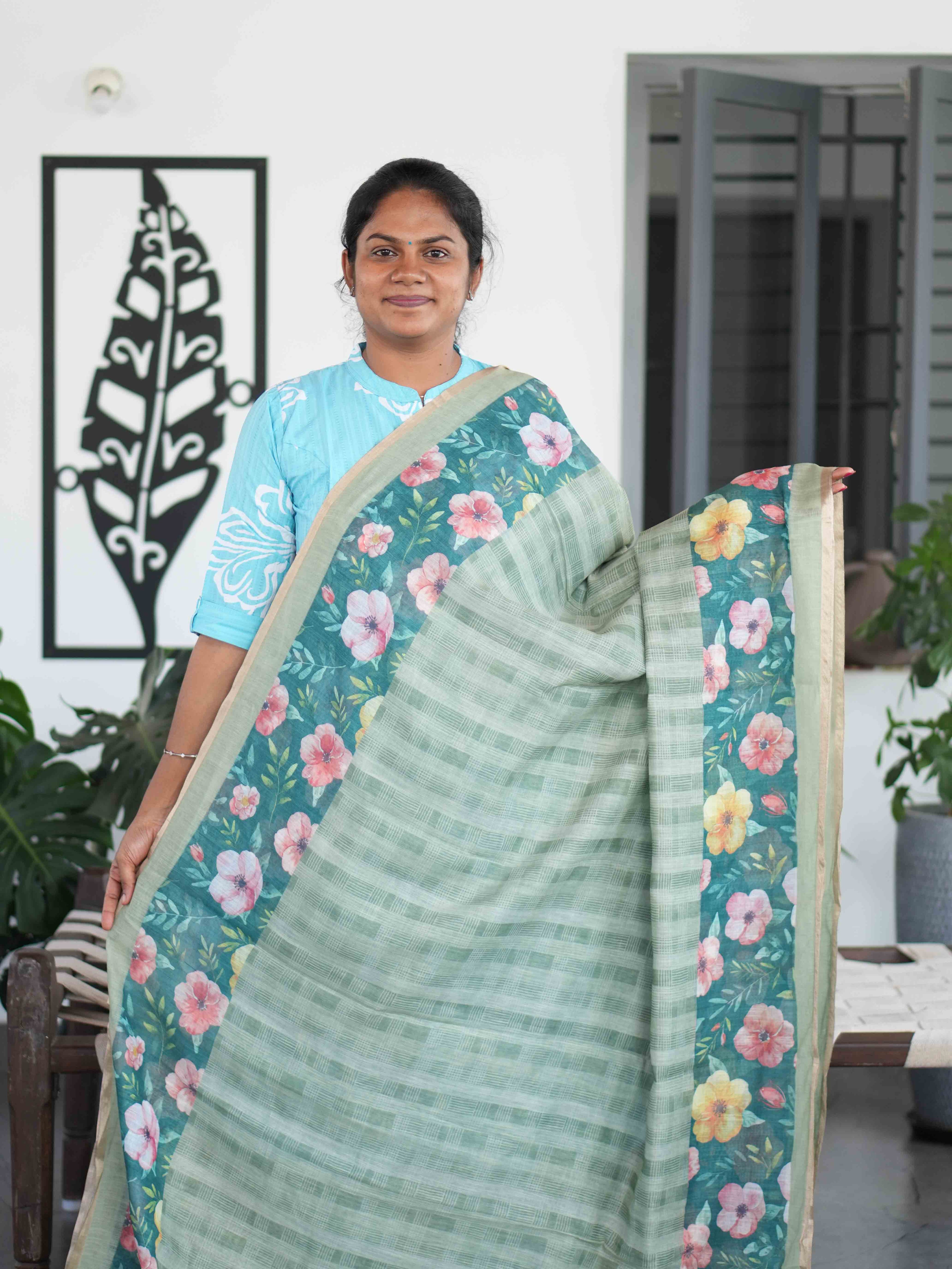 Linen Cotton Sarees Serene Style / SKU205 – 7