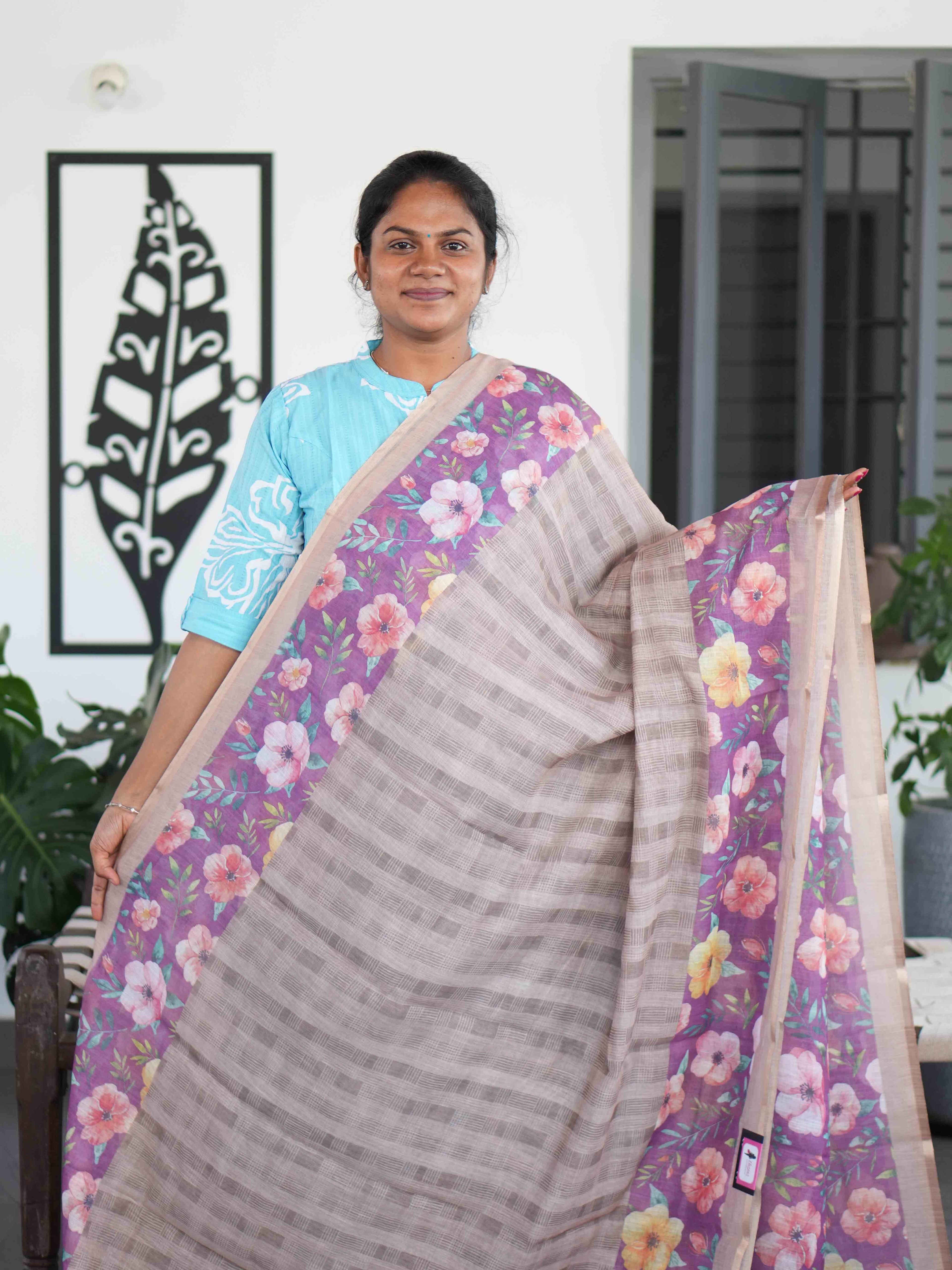 Linen Cotton Sarees Heritage Touch / SKU205 – 9