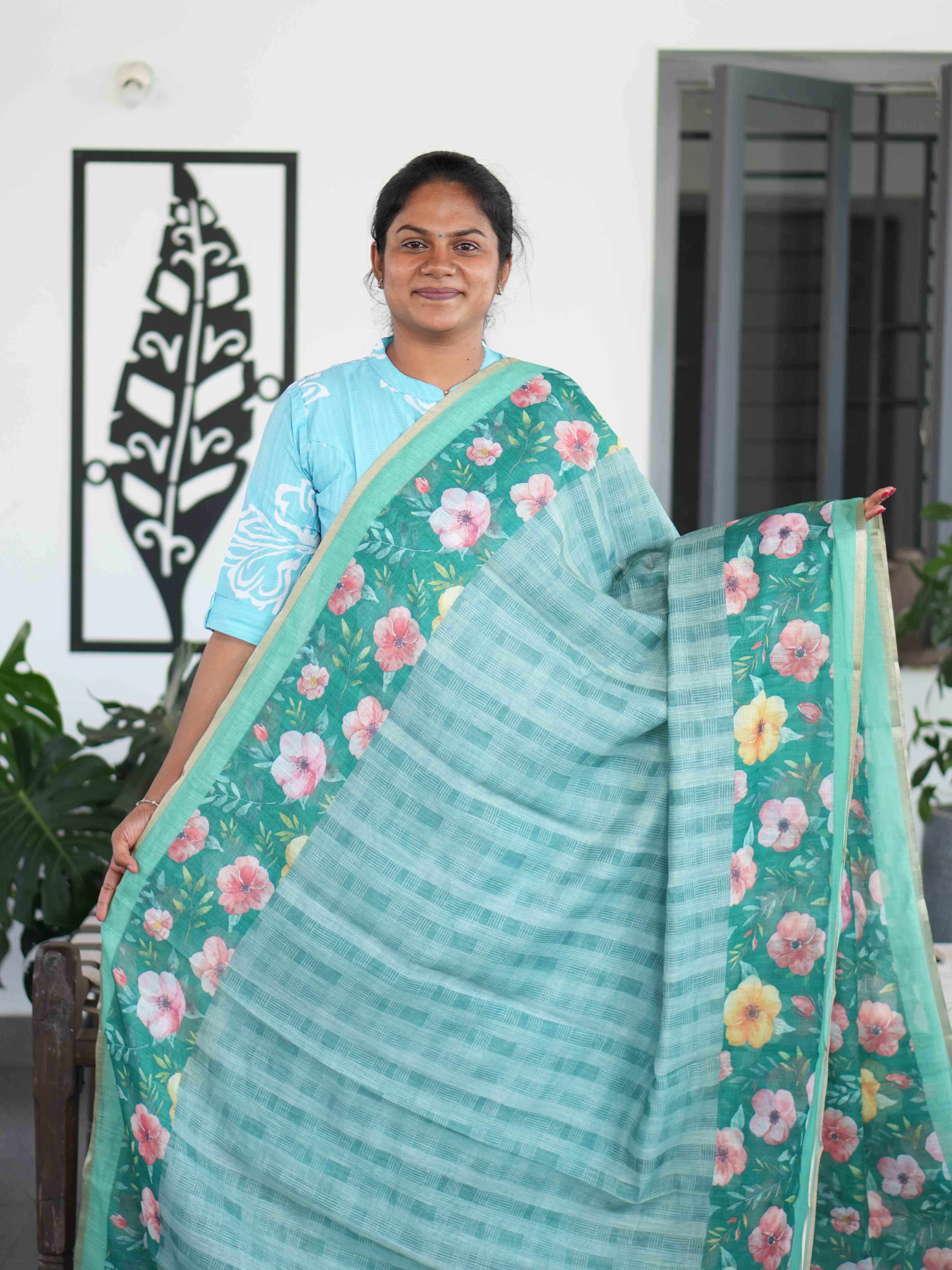 Linen Cotton Sarees Gentle Glow / SKU205 – 10