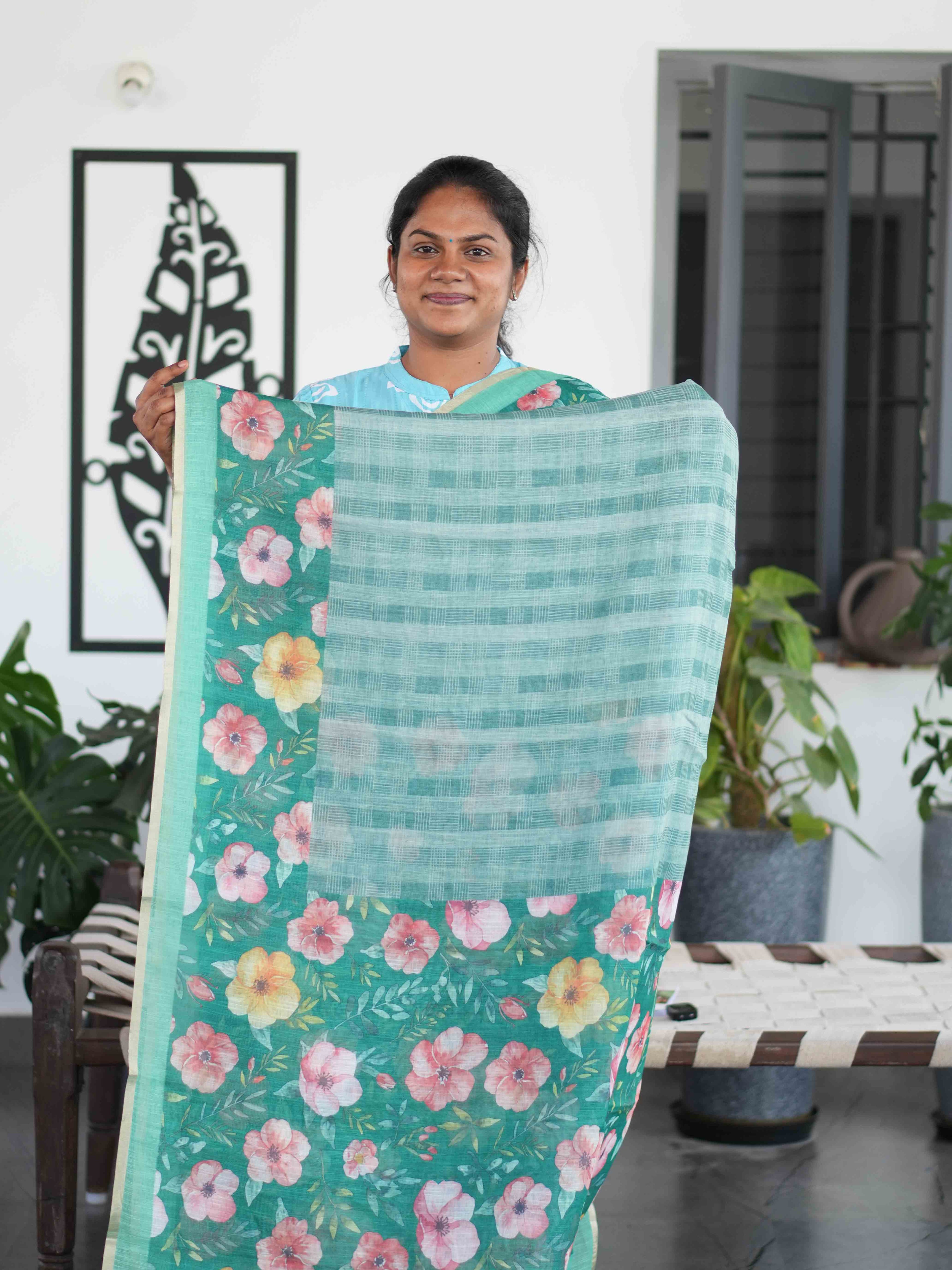 Linen Cotton Sarees Gentle Glow / SKU205 – 10