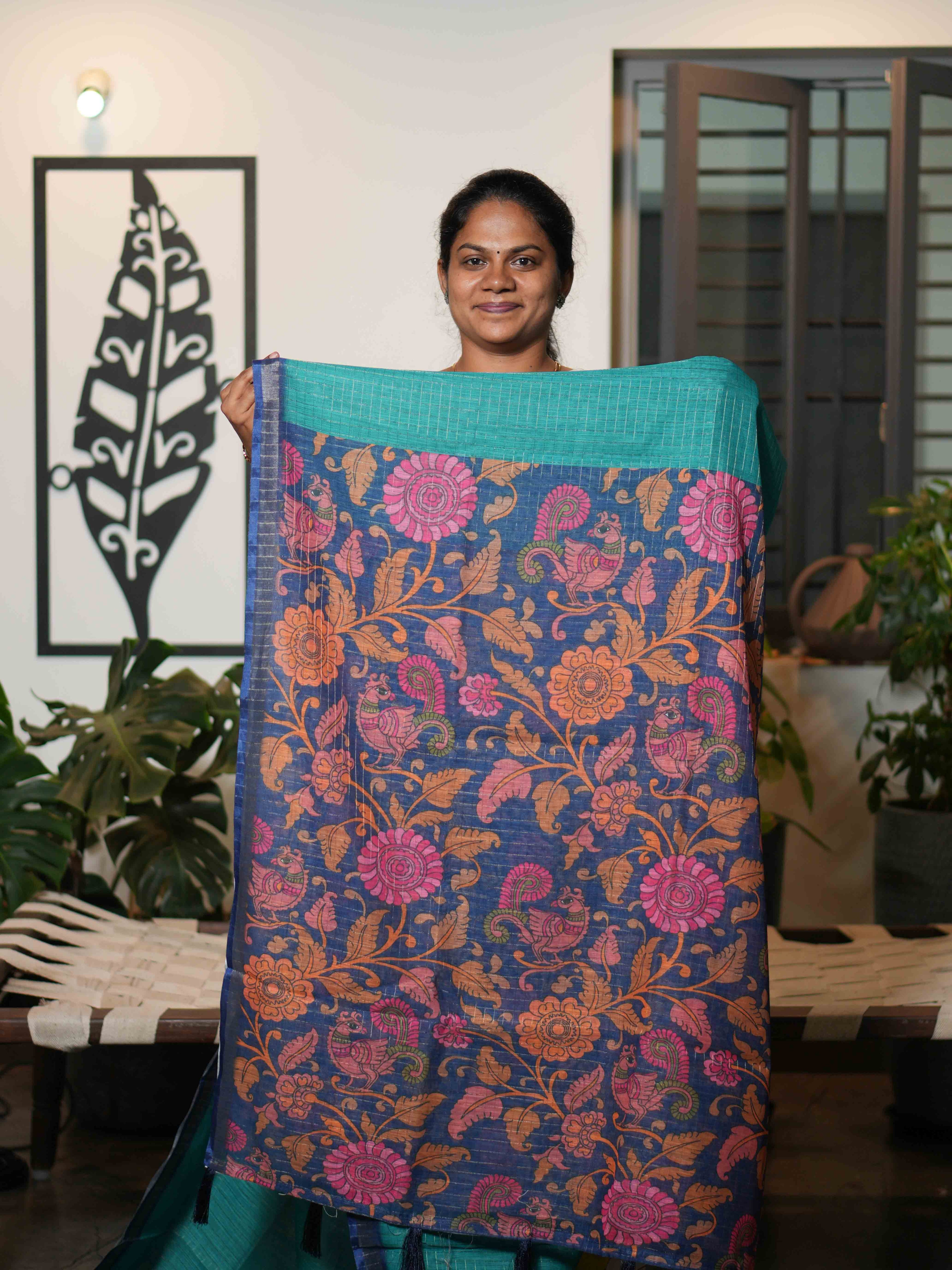 Linen Cotton Sarees Graceful Comfort / SKU216 – 9