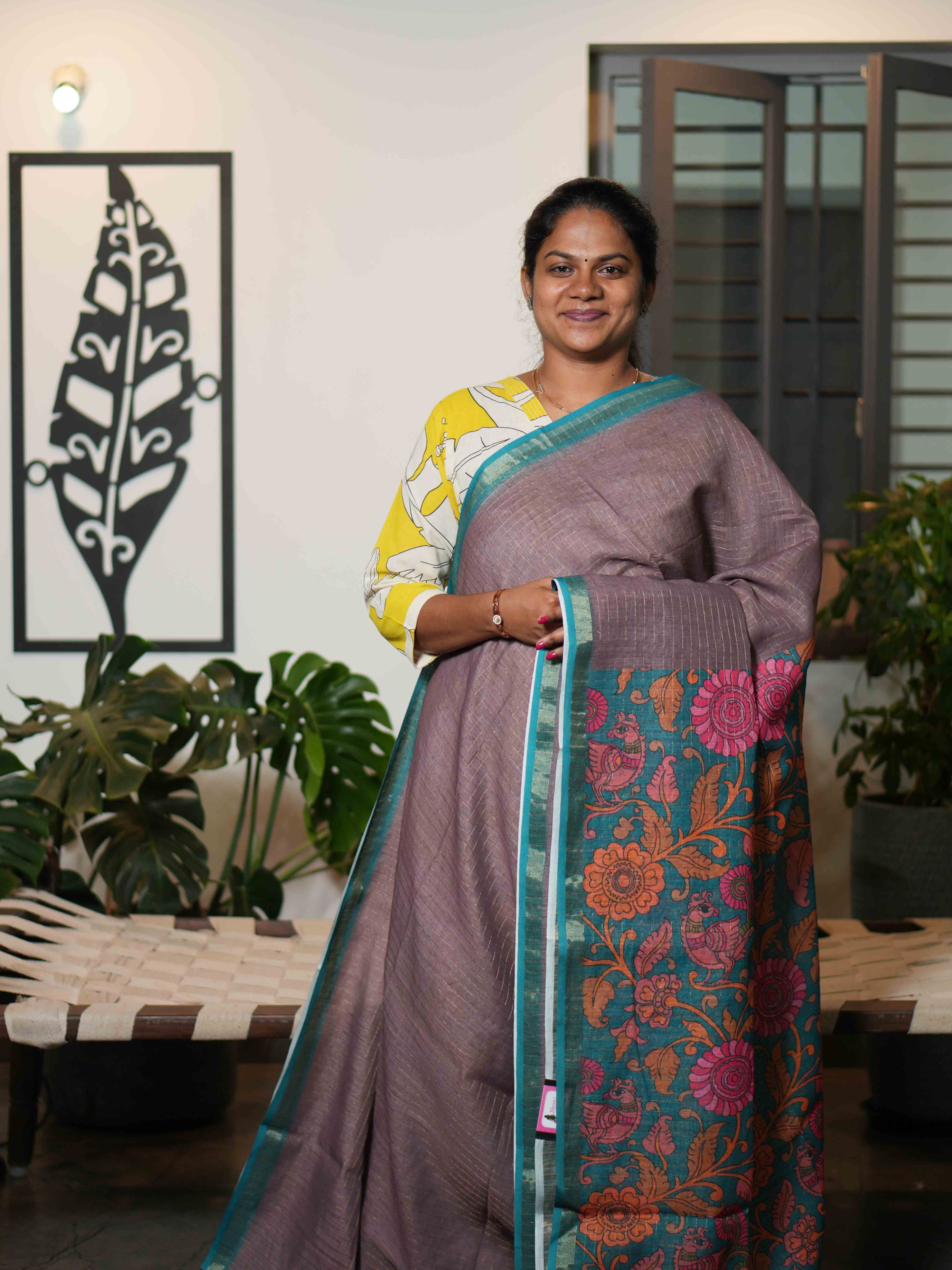 Linen Cotton Sarees Woven Charm / SKU216 – 10