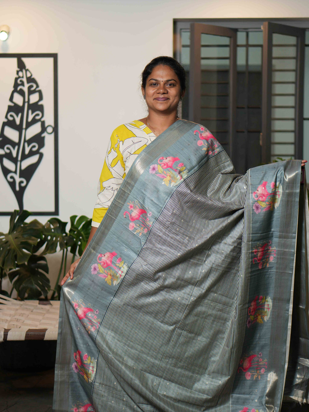 Printed Tussar Sarees Floral Charm / SKU201 – 11