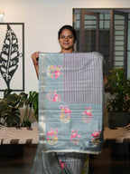 Printed Tussar Sarees Floral Charm / SKU201 – 11
