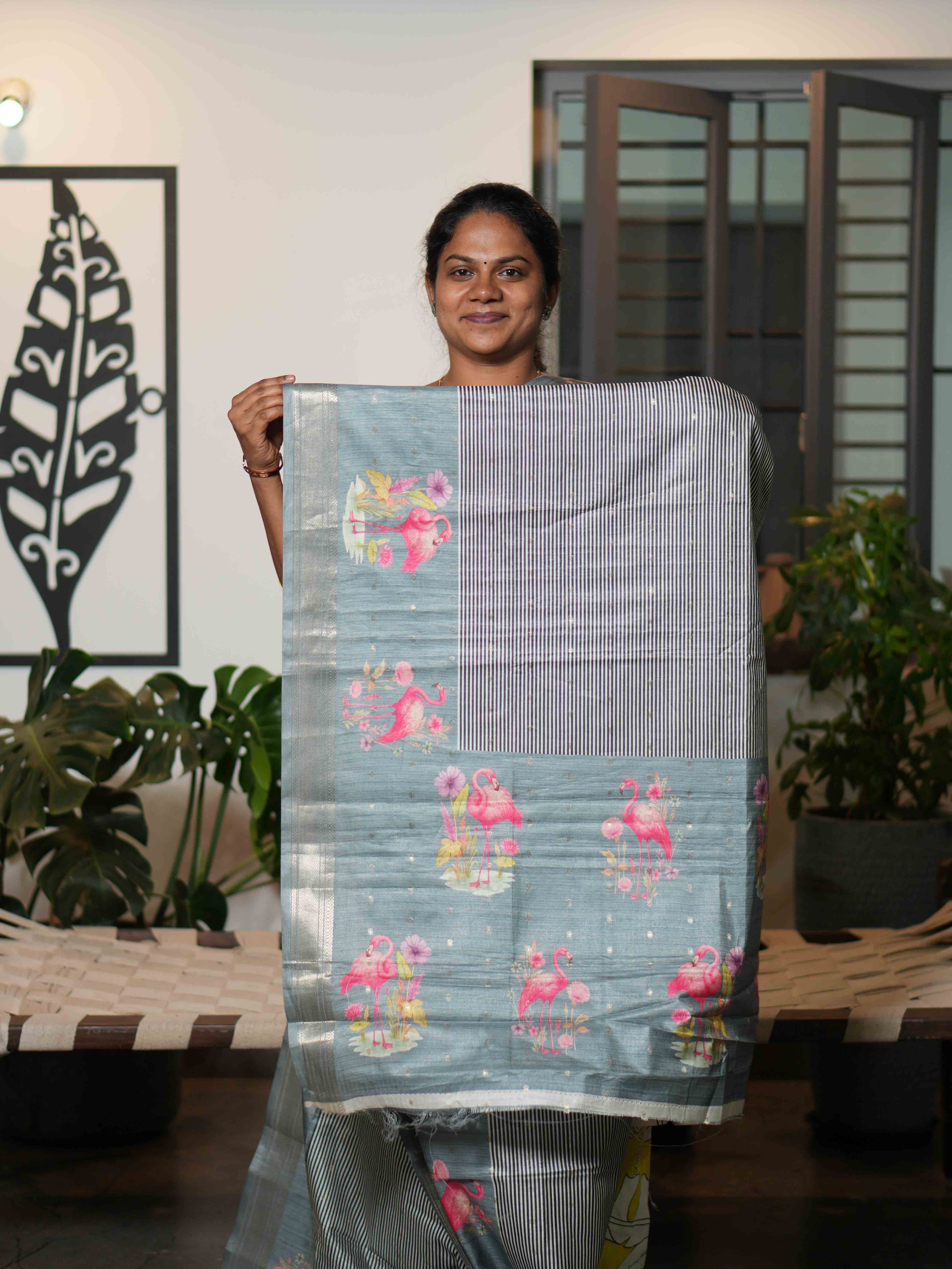 Printed Tussar Sarees Floral Charm / SKU201 – 11