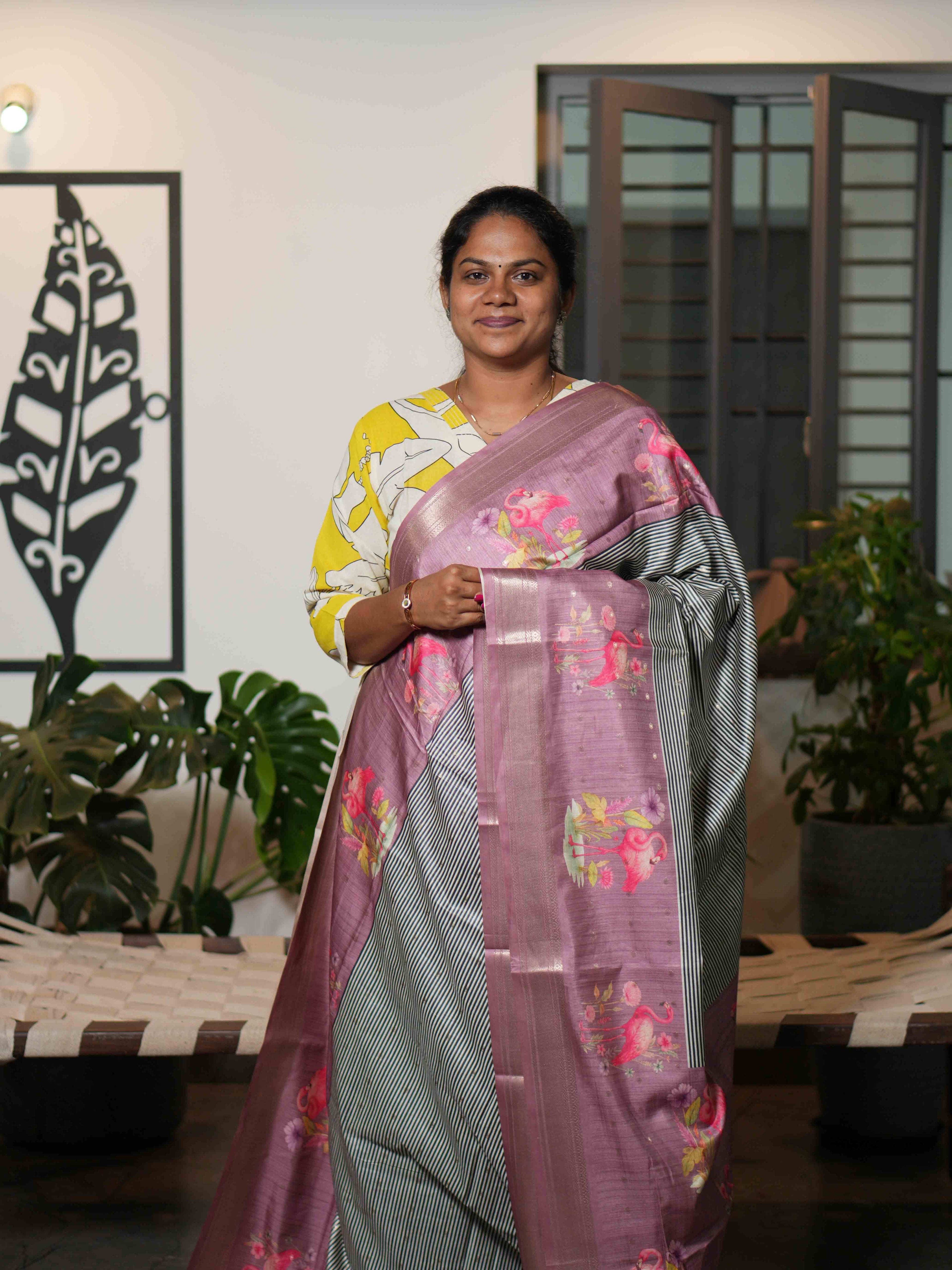 Printed Tussar Sarees Elegant Canvas / SKU201 – 12