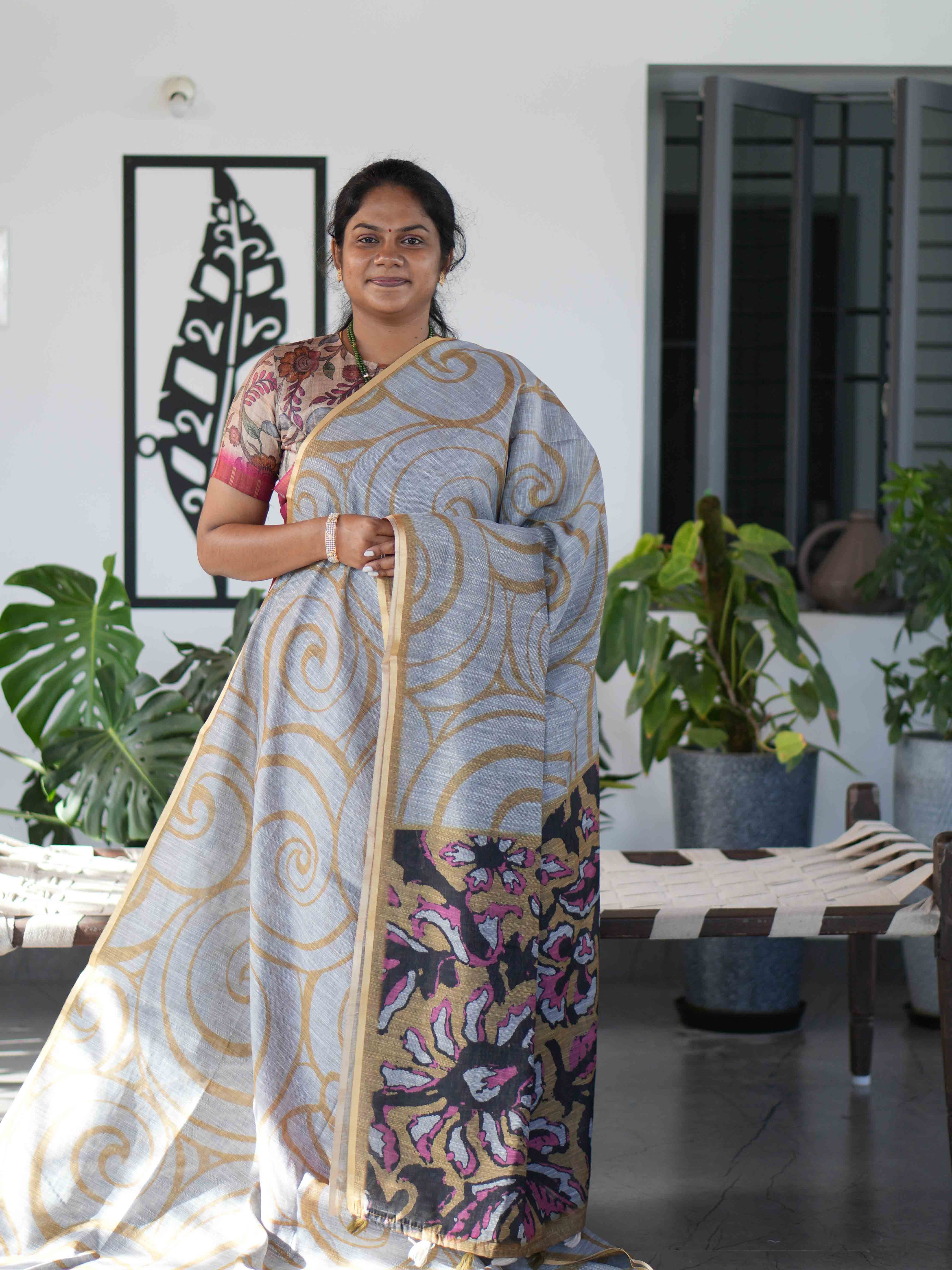Linen Cotton Sarees Timeless Comfort / SKU230 – 3