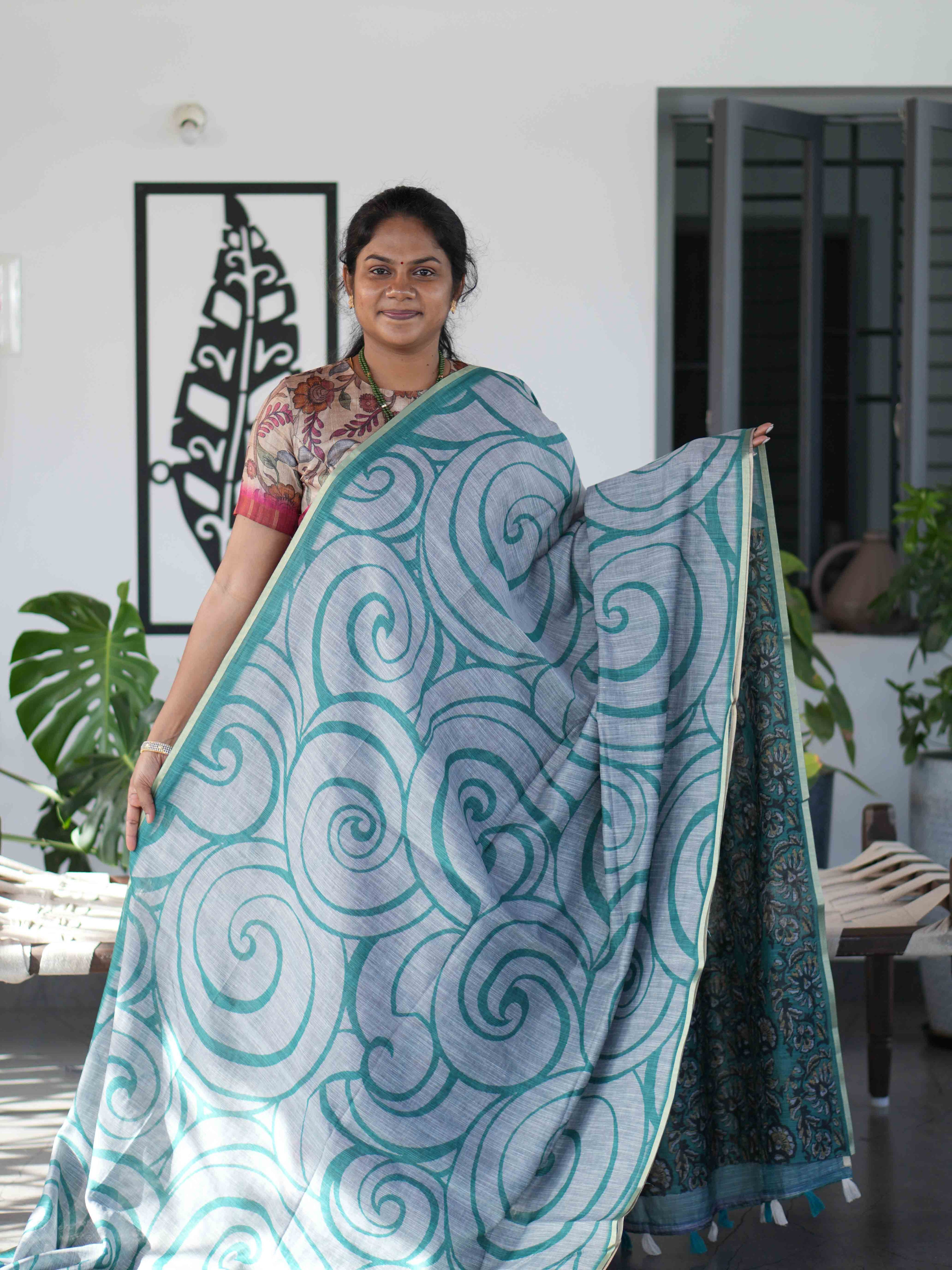 Linen Cotton Sarees Graceful Texture / SKU230 – 4