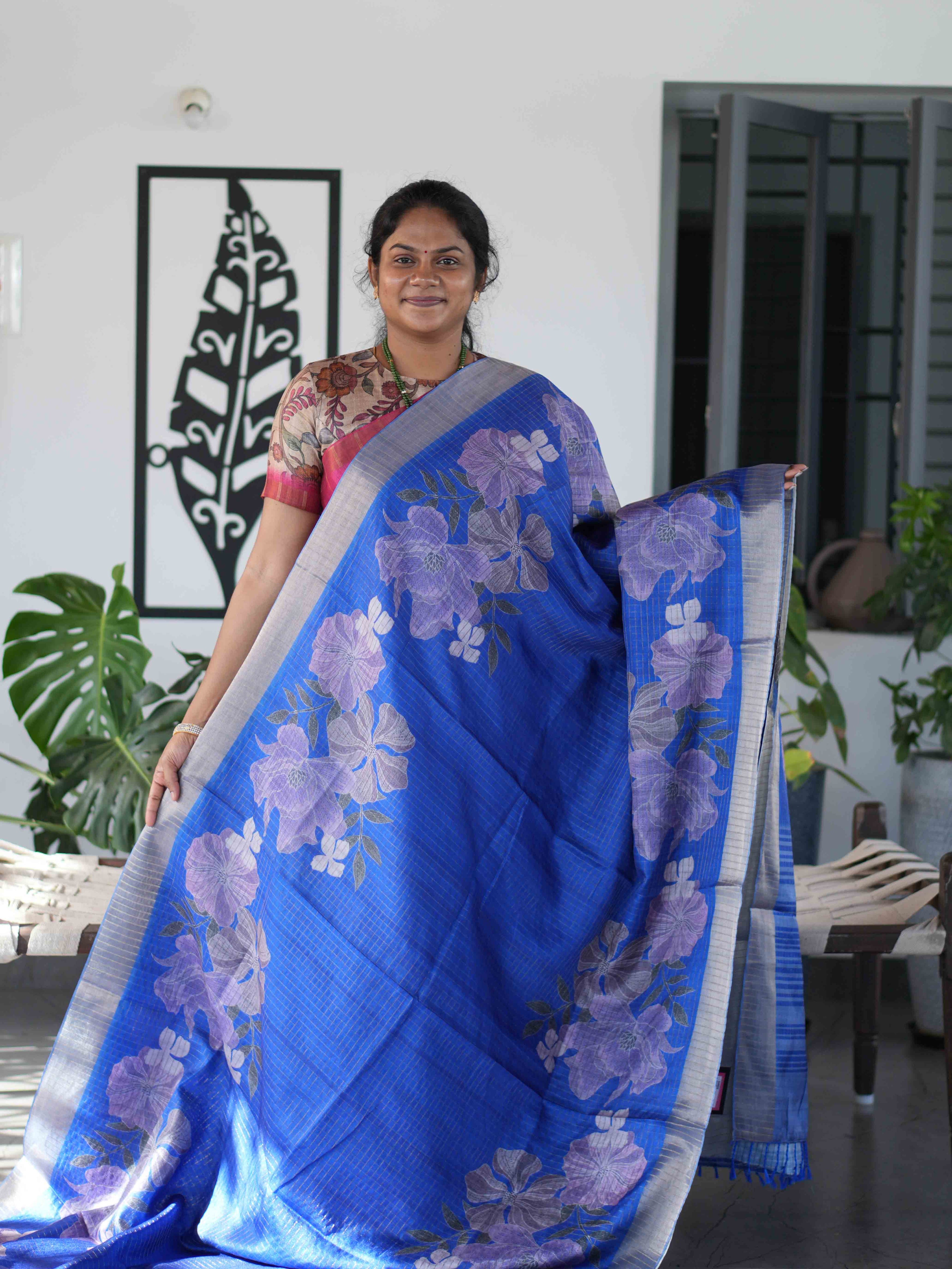 Printed Tussar Sarees Artistic Bloom / SKU232 – 1