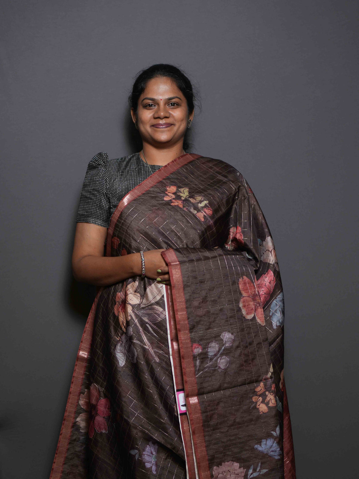 Floral Checks Printed Sarees Petal Beauty / SKU311 – 3