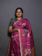 Floral Checks Printed Sarees Artistic Bloom / SKU311 – 4
