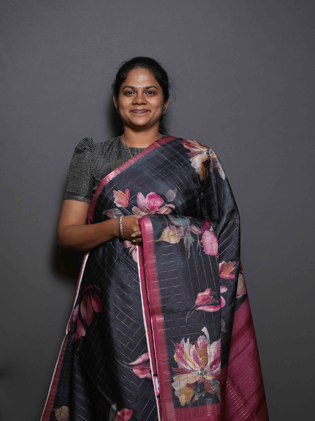 Floral Checks Printed Sarees Classic Motifs / SKU311 – 5