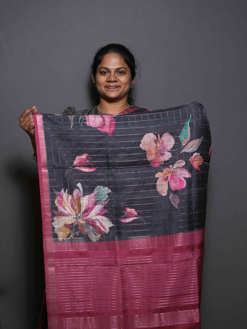 Floral Checks Printed Sarees Classic Motifs / SKU311 – 5