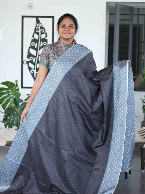 Check Semi Tussar Sarees / SKU223-2