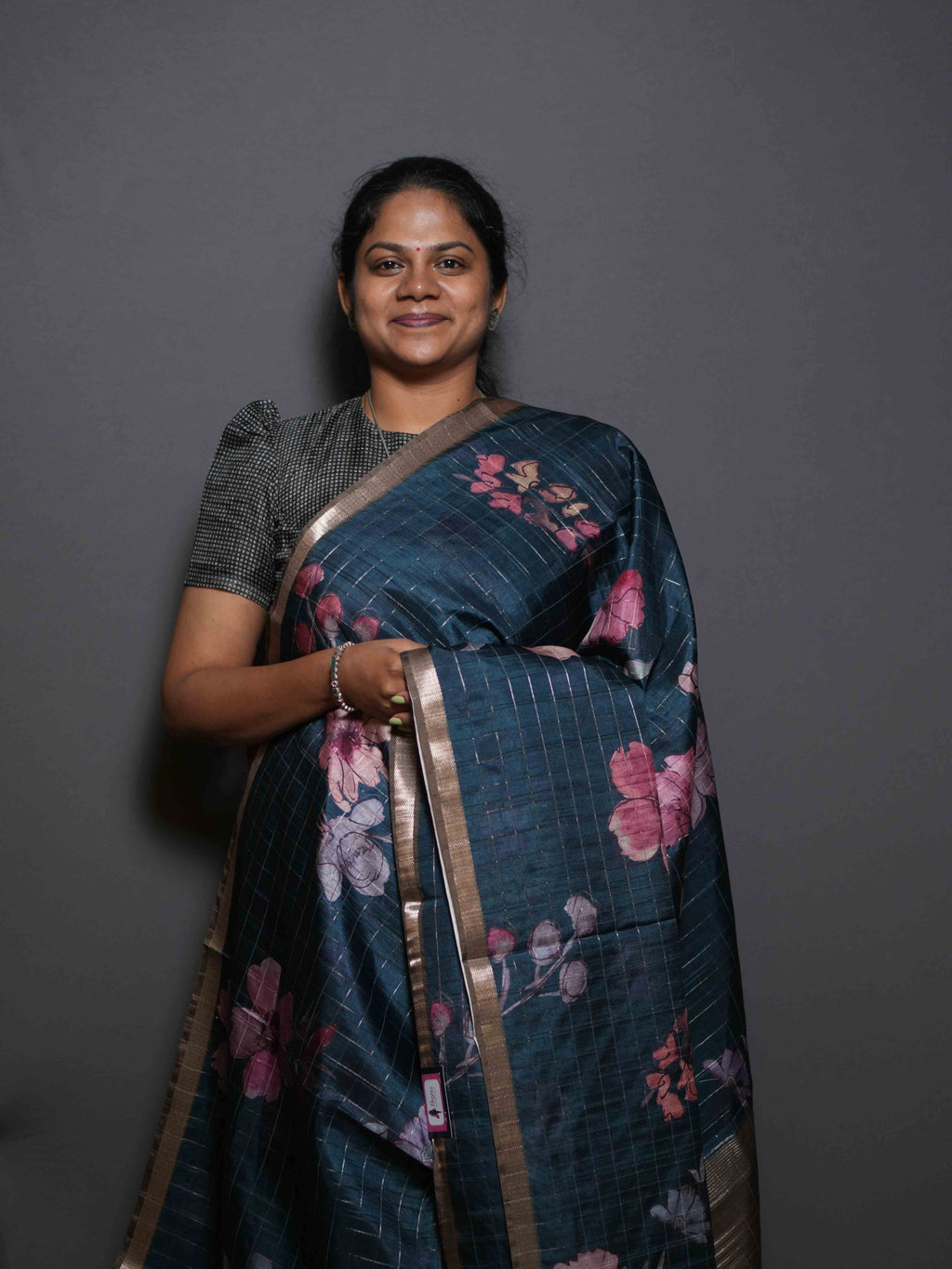 Floral Checks Printed Sarees Refined Prints / SKU311 – 8