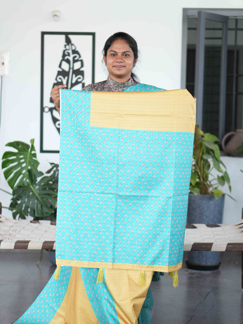 Check Semi Tussar Sarees / SKU223-5