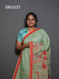 Linen Cotton Sarees Natural Grace / SKU337 – 1