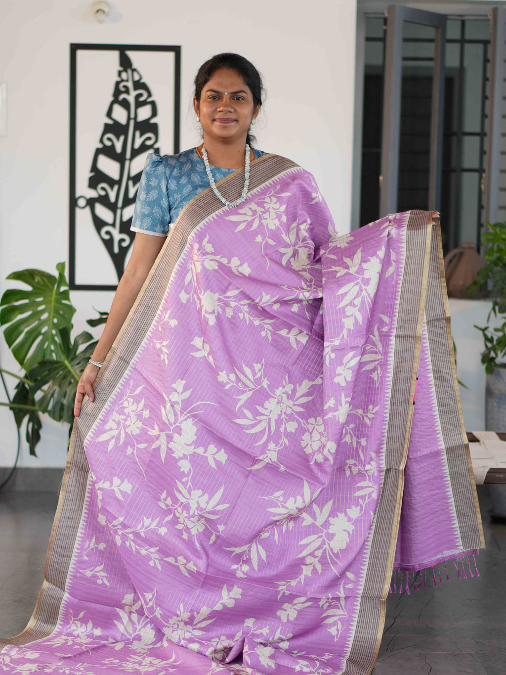 Printed Dola Tussar Sarees Floral Grace / SKU240 – 1