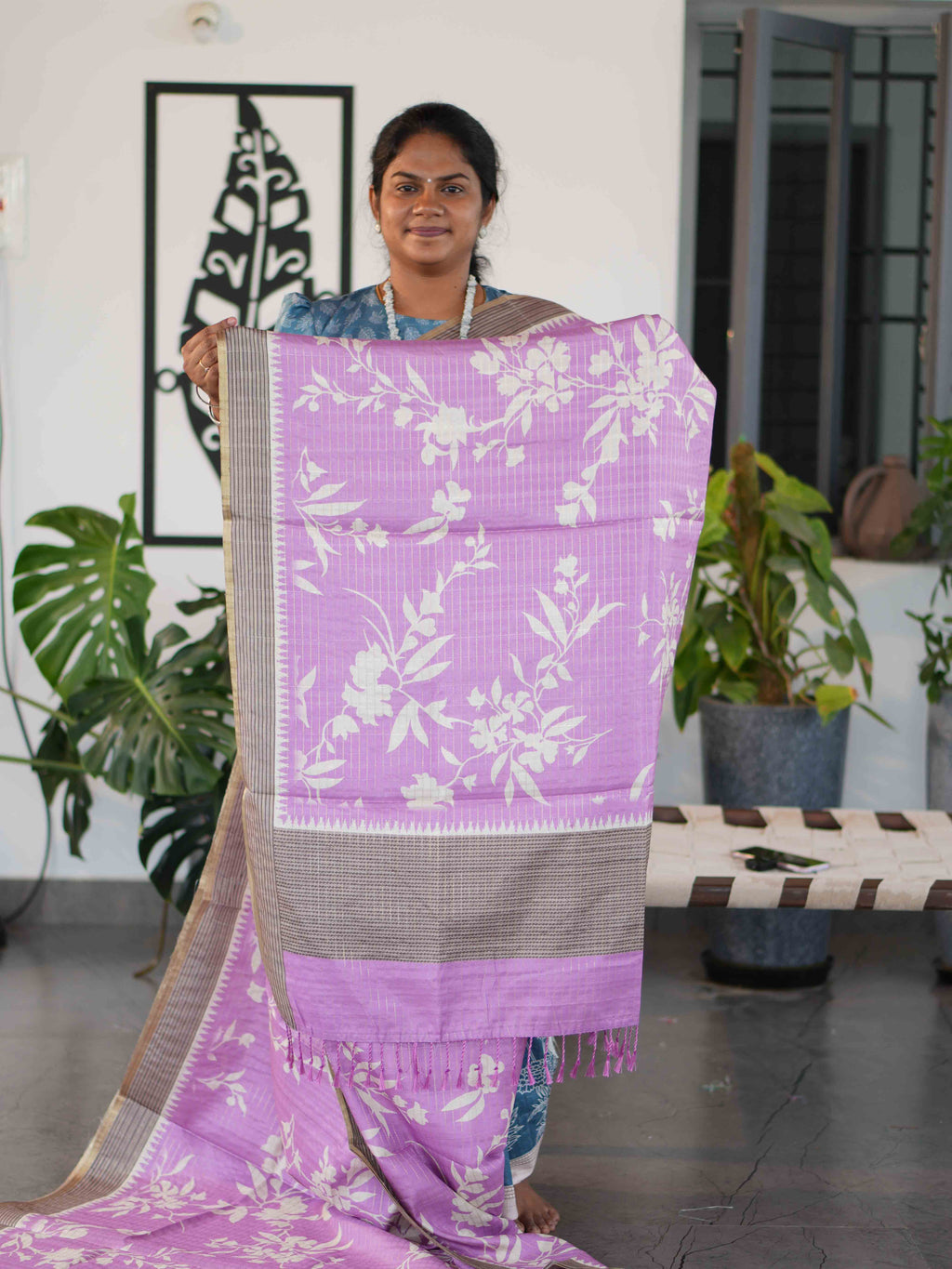 Printed Dola Tussar Sarees Floral Grace / SKU240 – 1