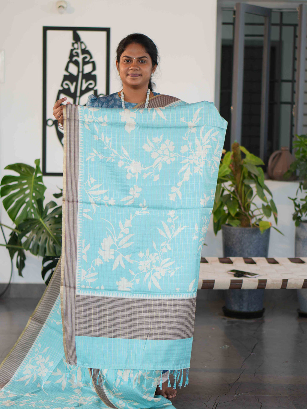Printed Dola Tussar Sarees Artistic Bloom / SKU240 – 2