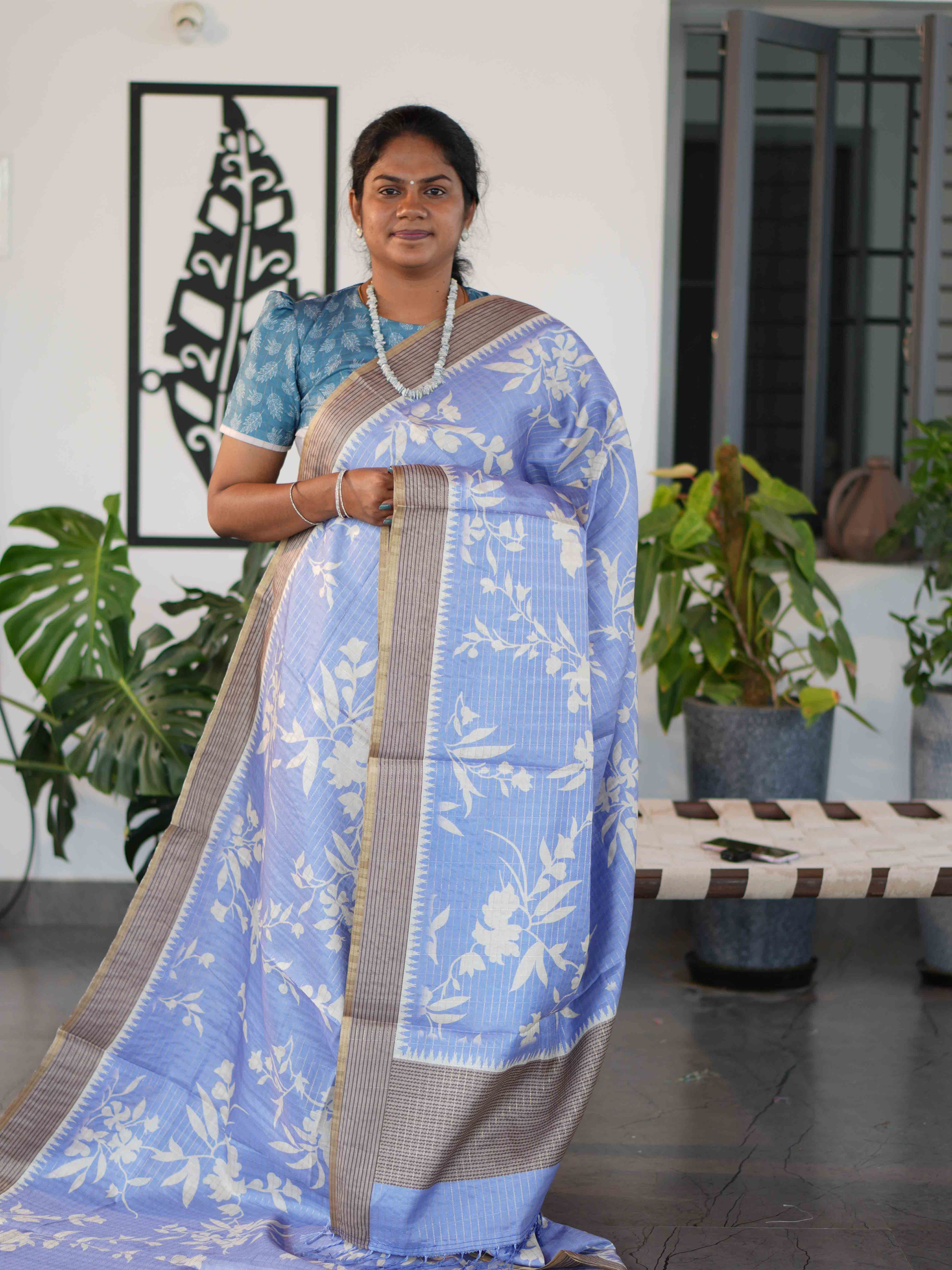 Printed Dola Tussar Sarees Elegant Motifs / SKU240 – 3