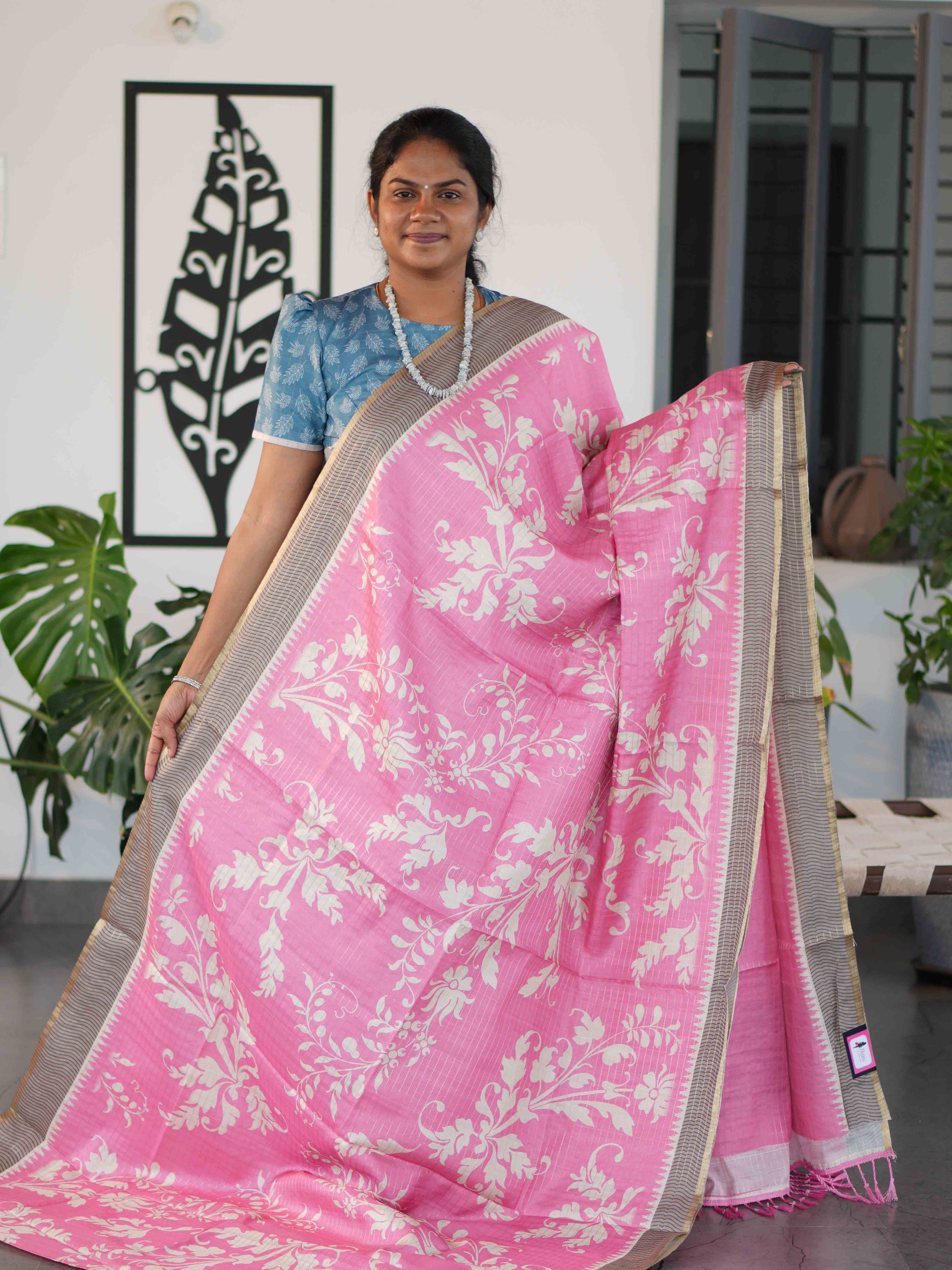 Printed Dola Tussar Sarees Modern Elegance / SKU240 – 10