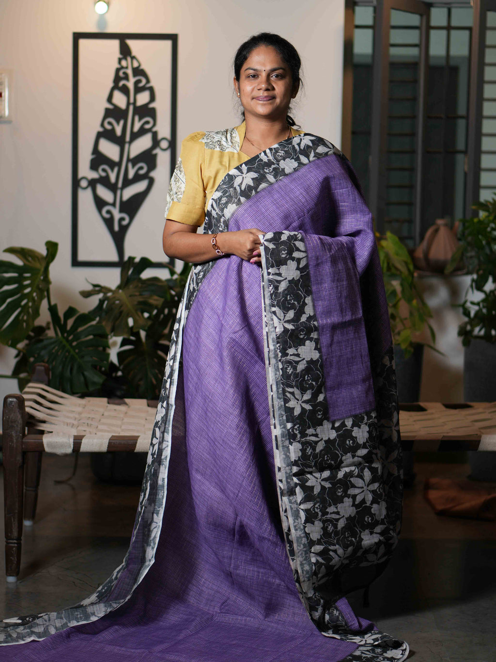 Mini Chex Linen Sarees Classic Checks / SKU260 – 1