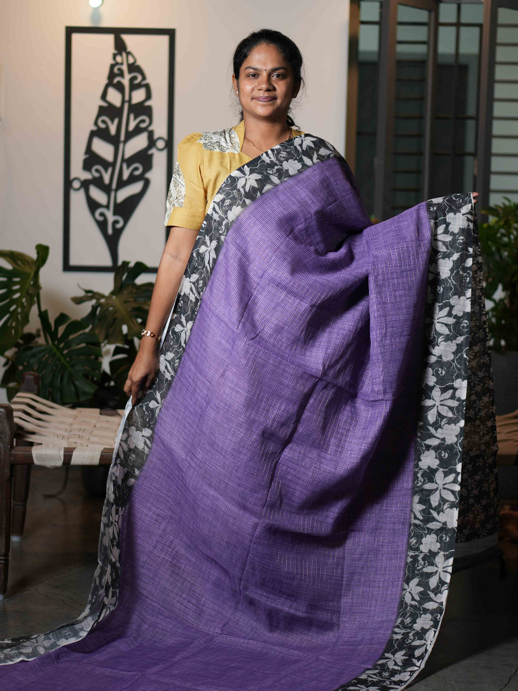 Mini Chex Linen Sarees Classic Checks / SKU260 – 1