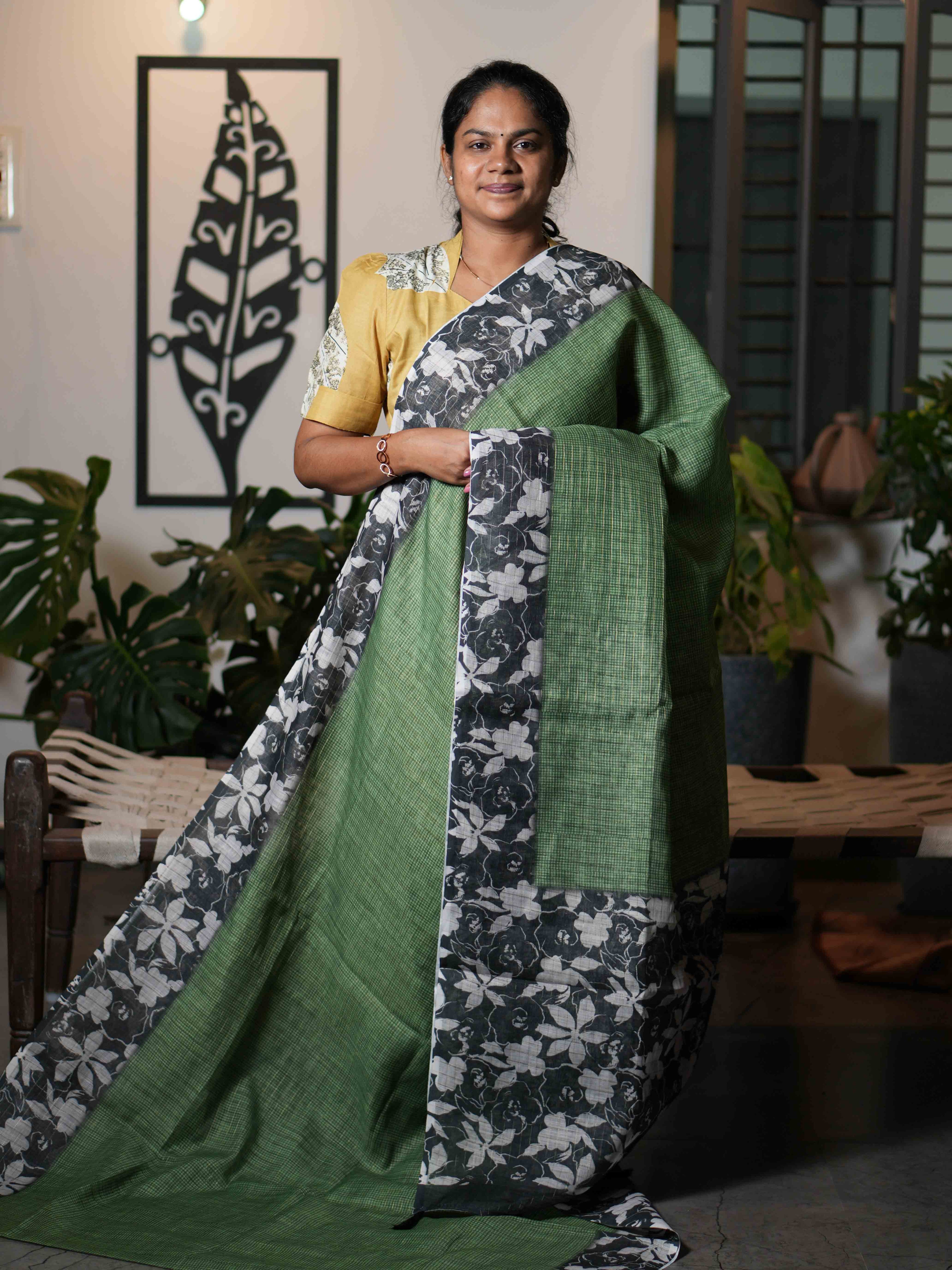 Mini Chex Linen Sarees Graceful Checks / SKU260 – 2