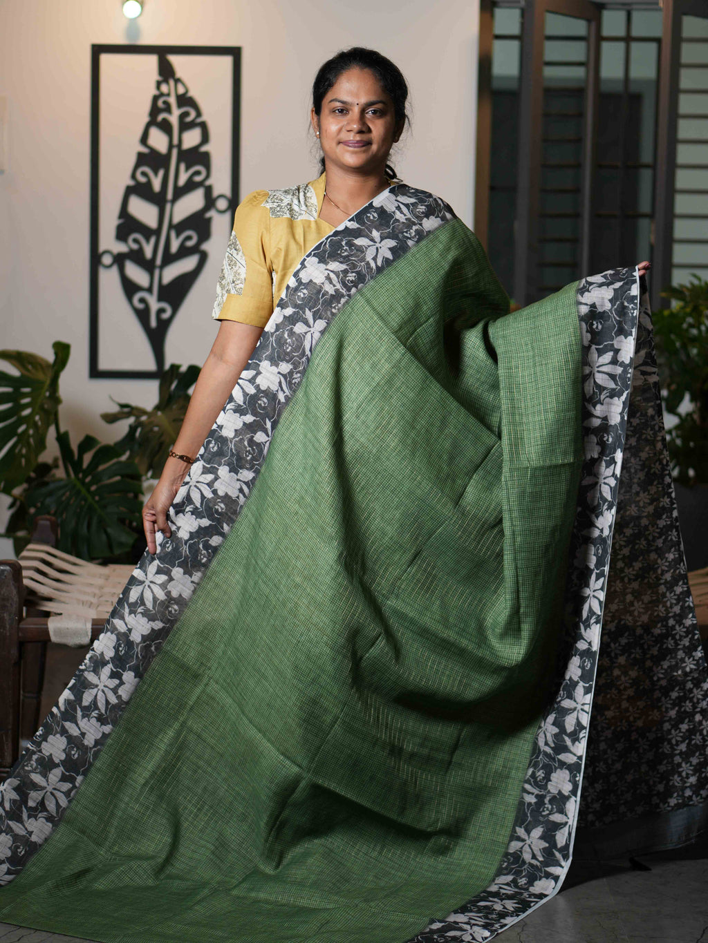 Mini Chex Linen Sarees Graceful Checks / SKU260 – 2