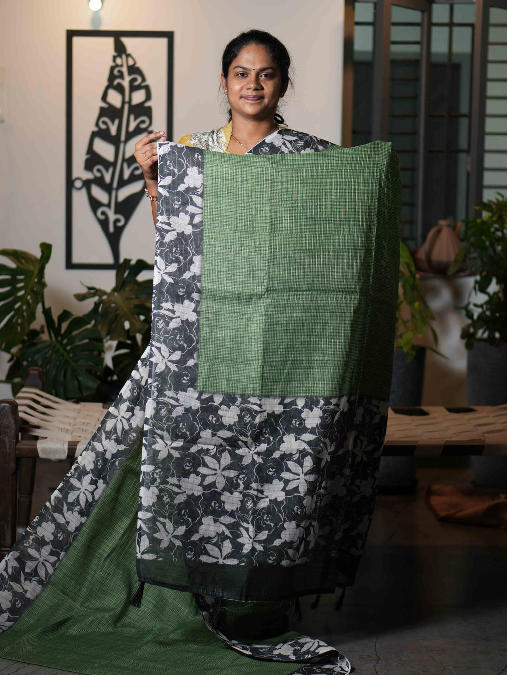 Mini Chex Linen Sarees Graceful Checks / SKU260 – 2