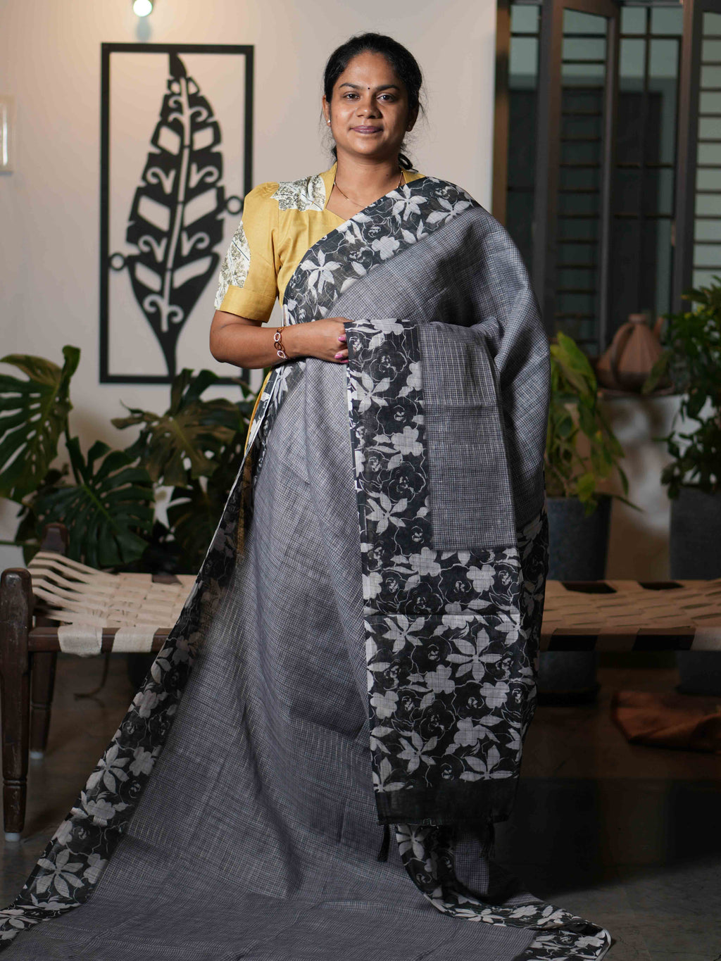 Mini Chex Linen Sarees Timeless Weave / SKU260 – 3