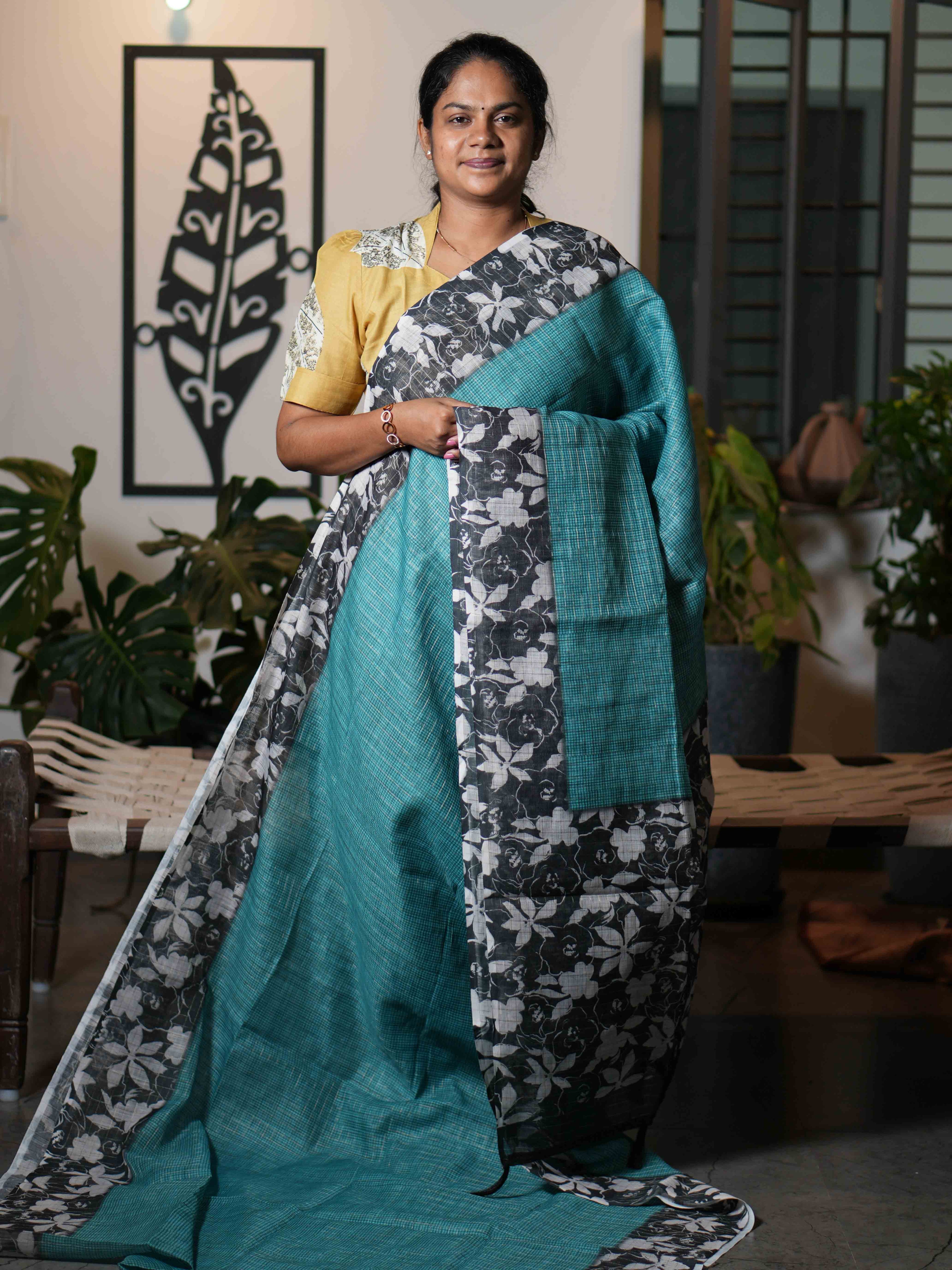 Mini Chex Linen Sarees Refined Checks / SKU260 – 5
