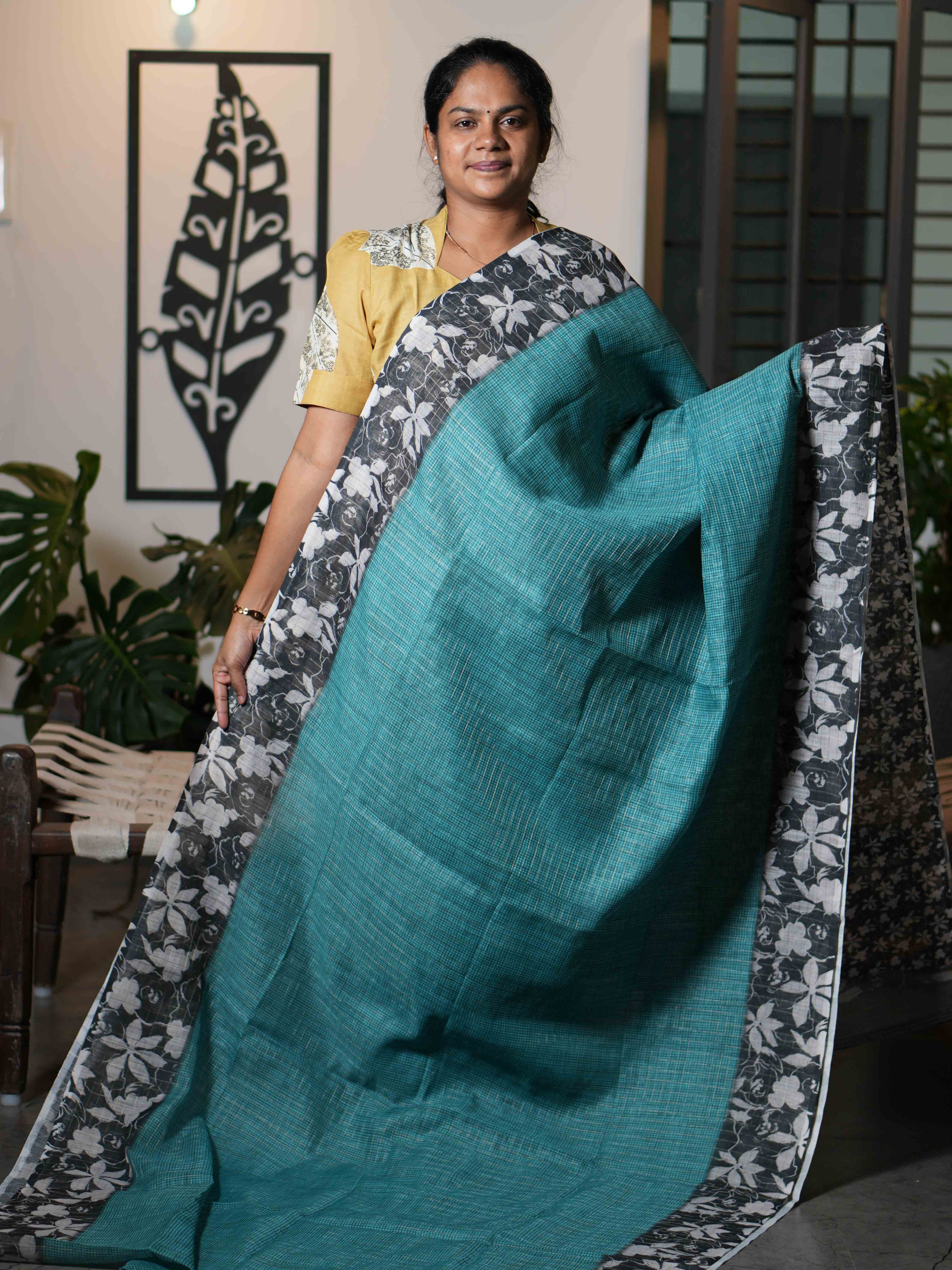 Mini Chex Linen Sarees Refined Checks / SKU260 – 5