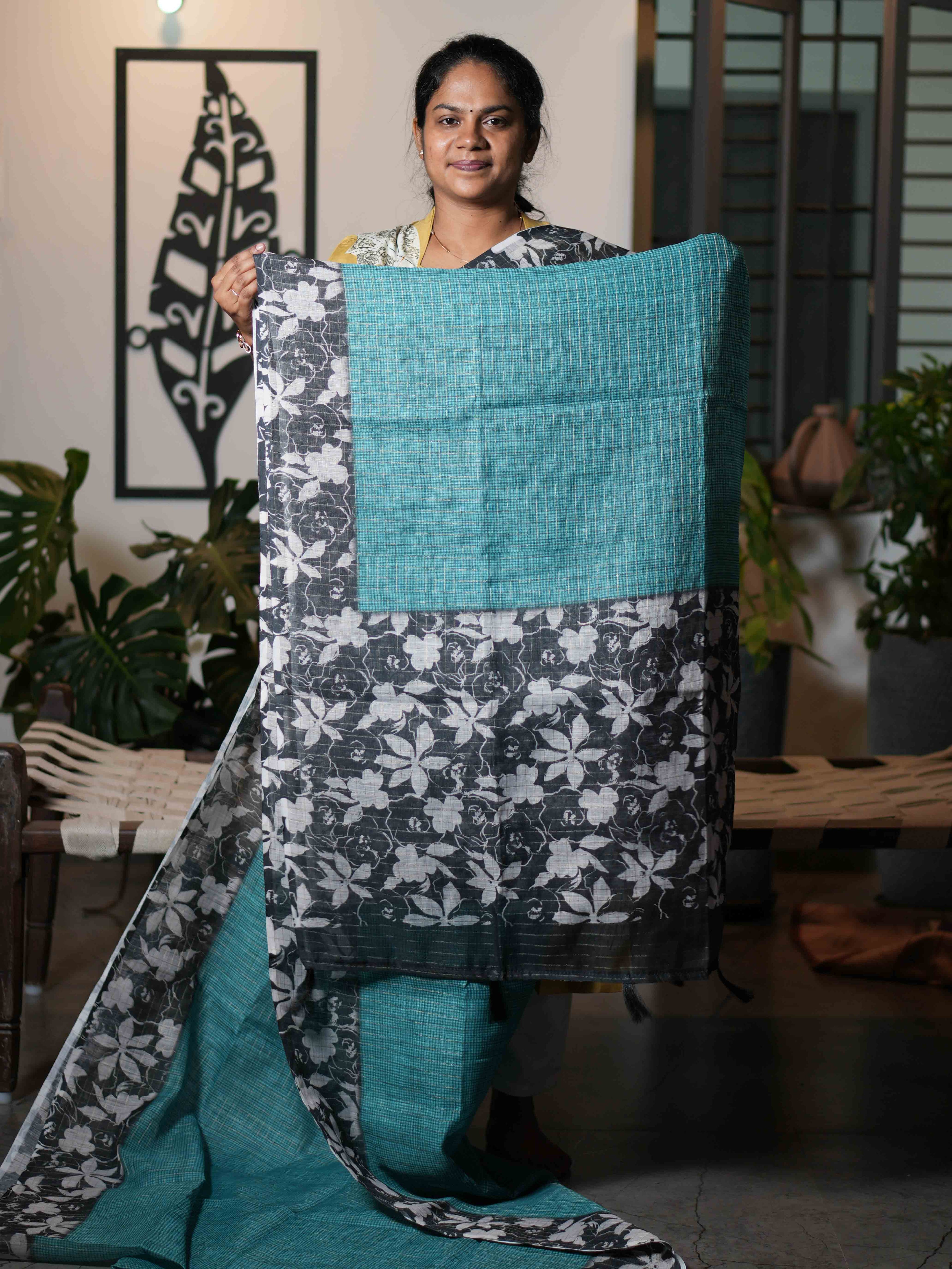 Mini Chex Linen Sarees Refined Checks / SKU260 – 5